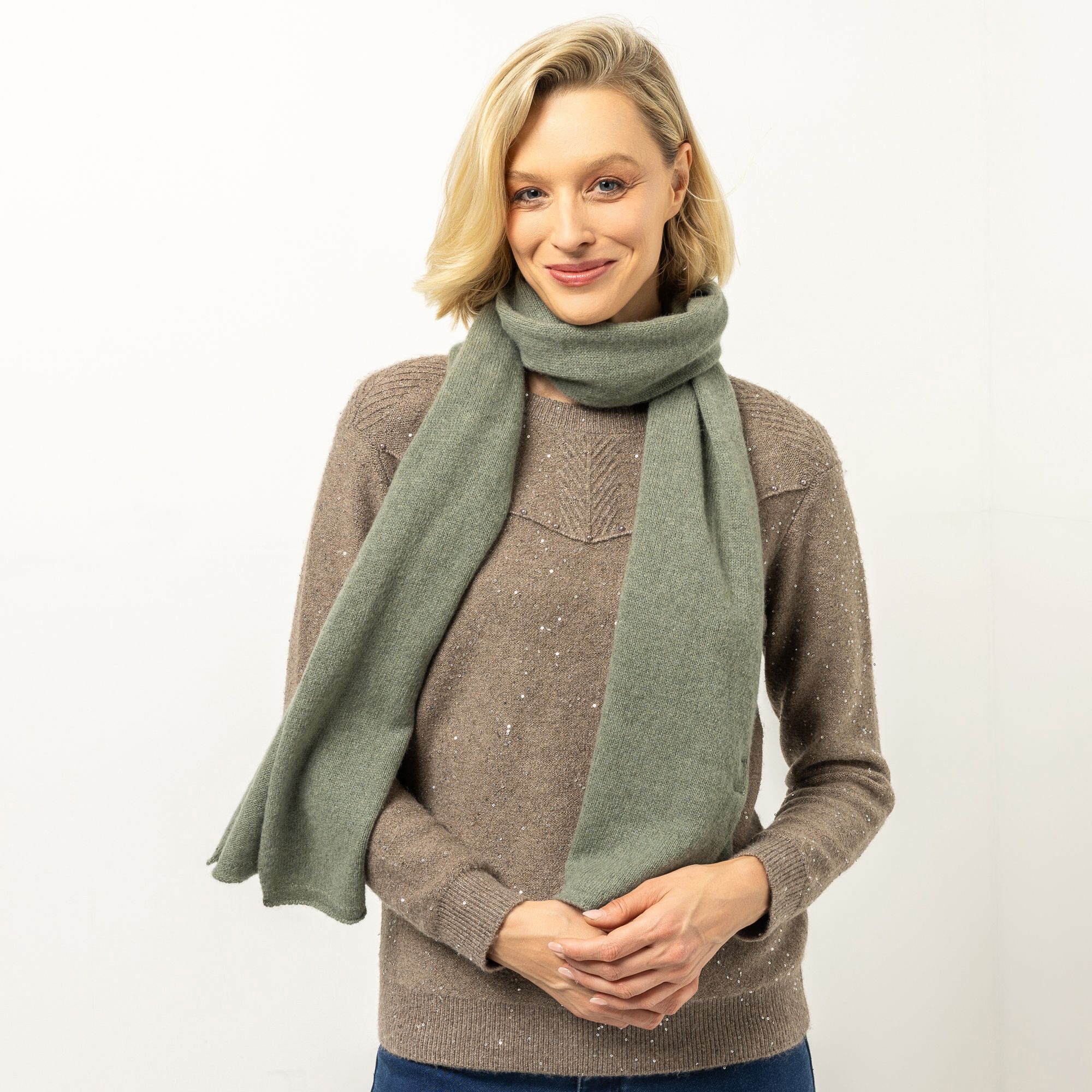 VIA MILANO Schal mit Rollrand 180x36cm 100% Kaschmir