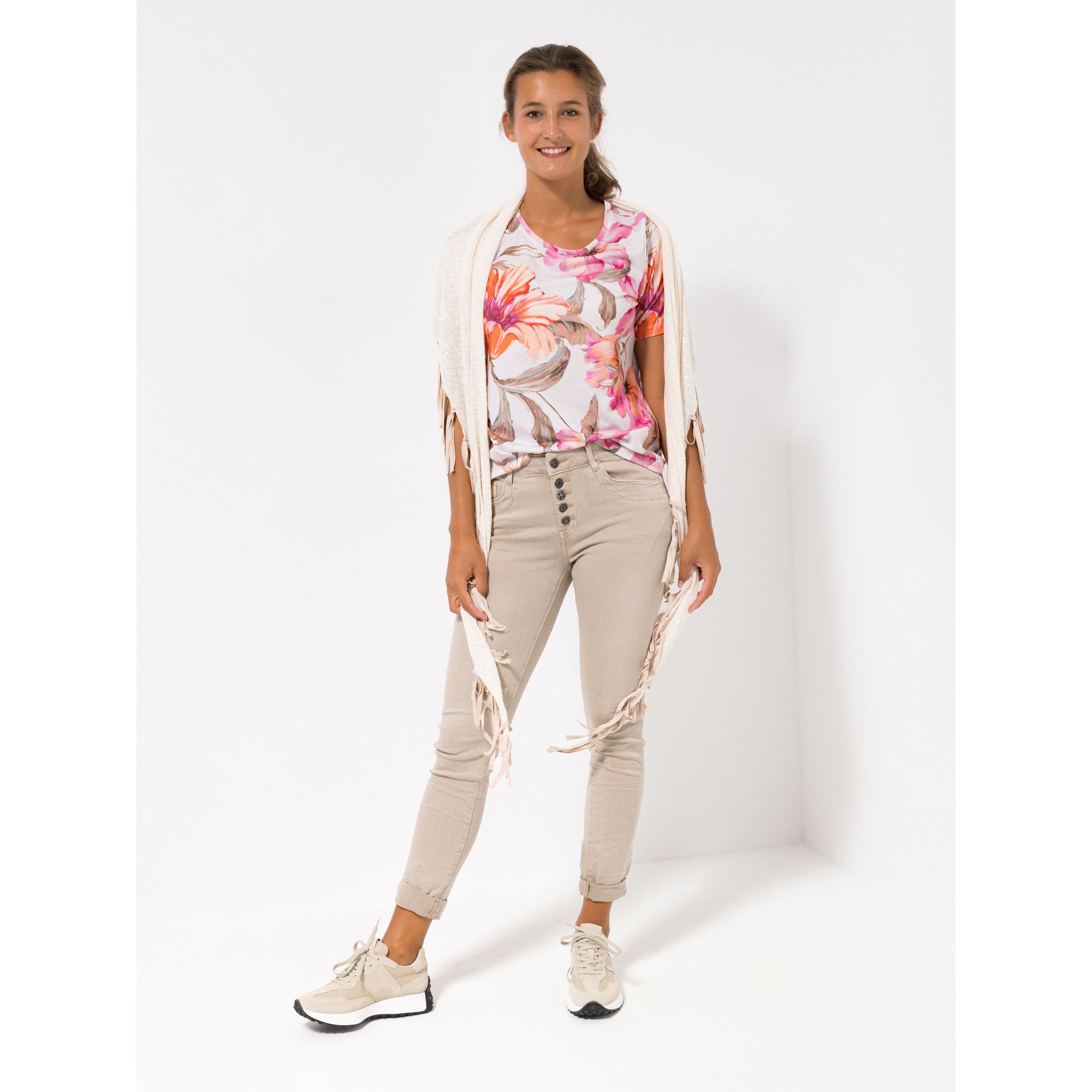 DINE 'N' DANCE Jeanshose, Jive 5-Pocket-Style Schmuckknöpfe knöchellang