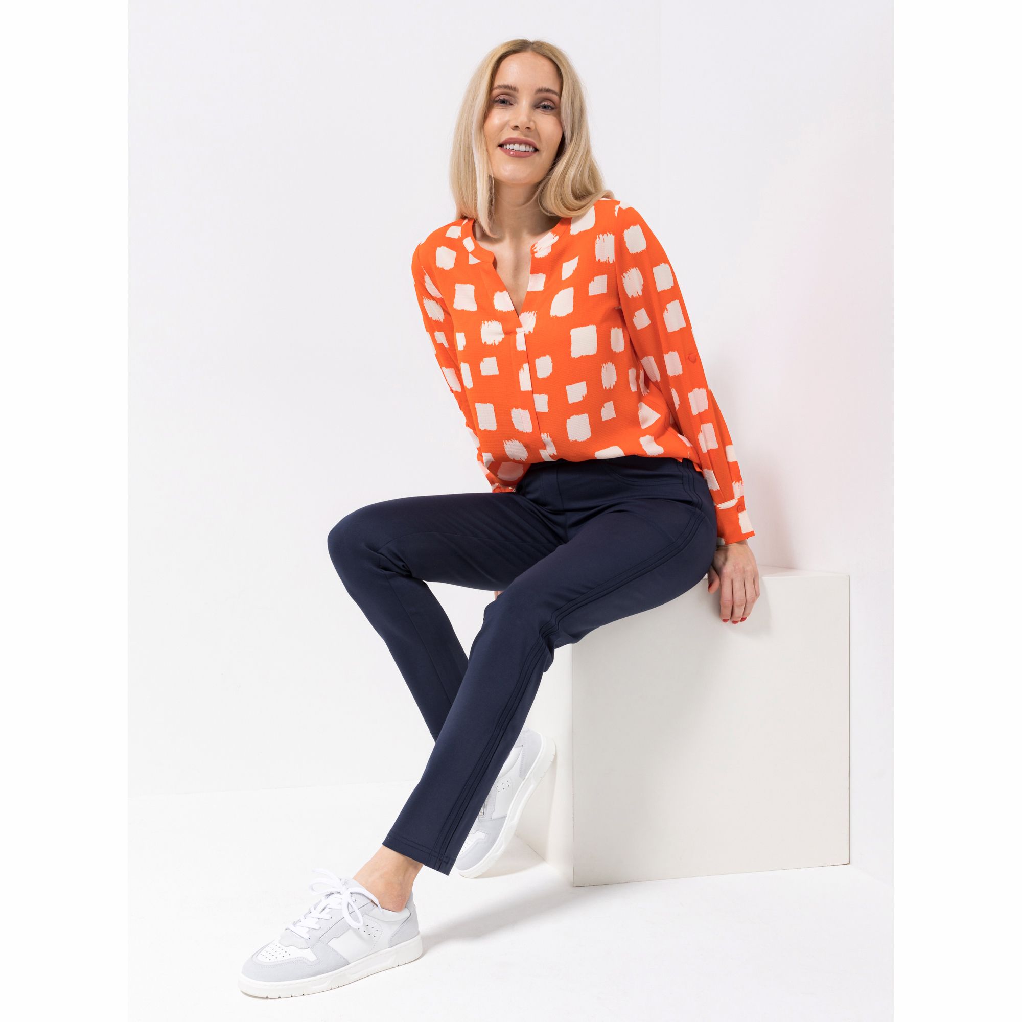 EVA LUTZ Hose, knöchellang elastisches Material Rundumdehnbund schmales Bein