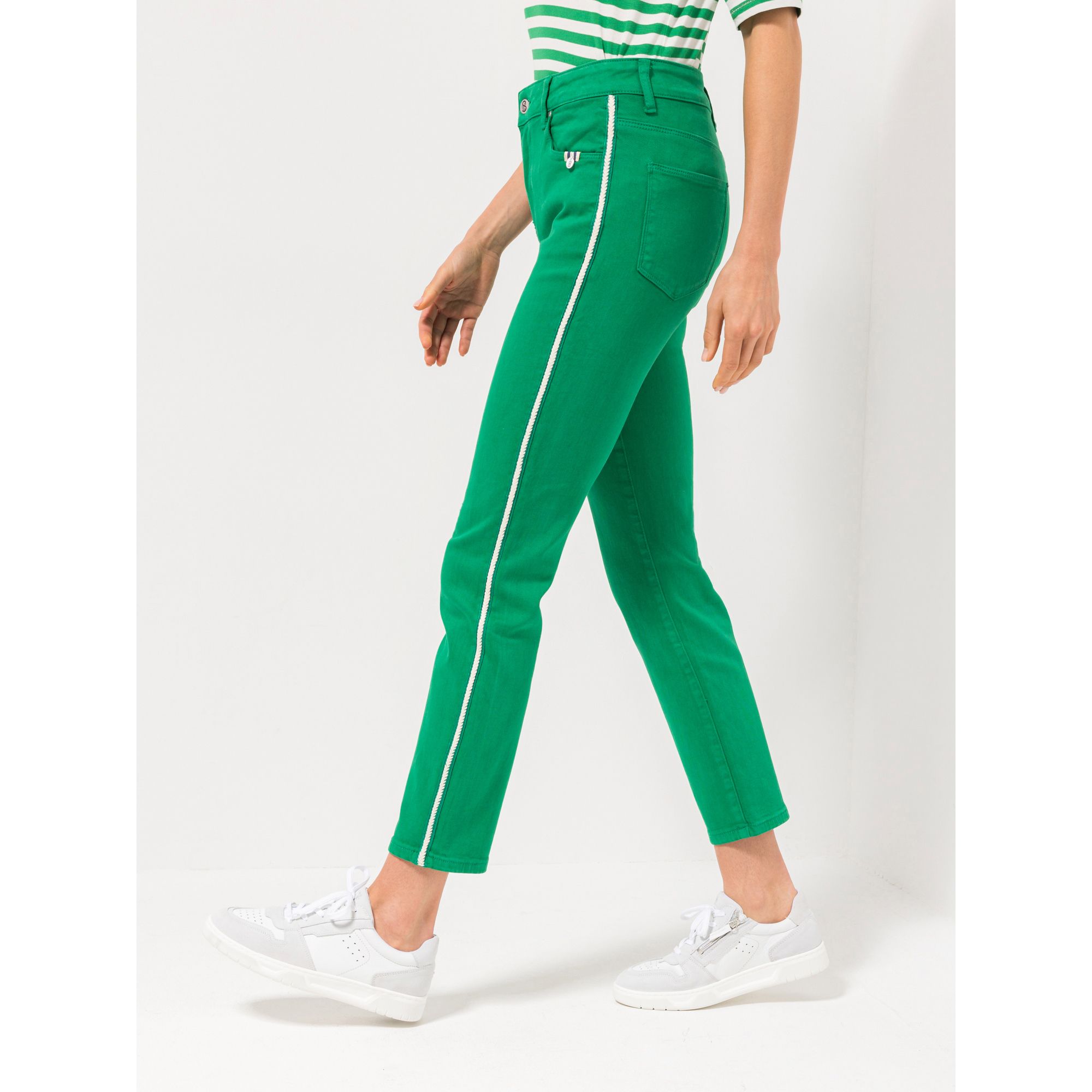 STRANDFEIN Jeanshose Sue knöchellang Zierstreifen schmales Bein