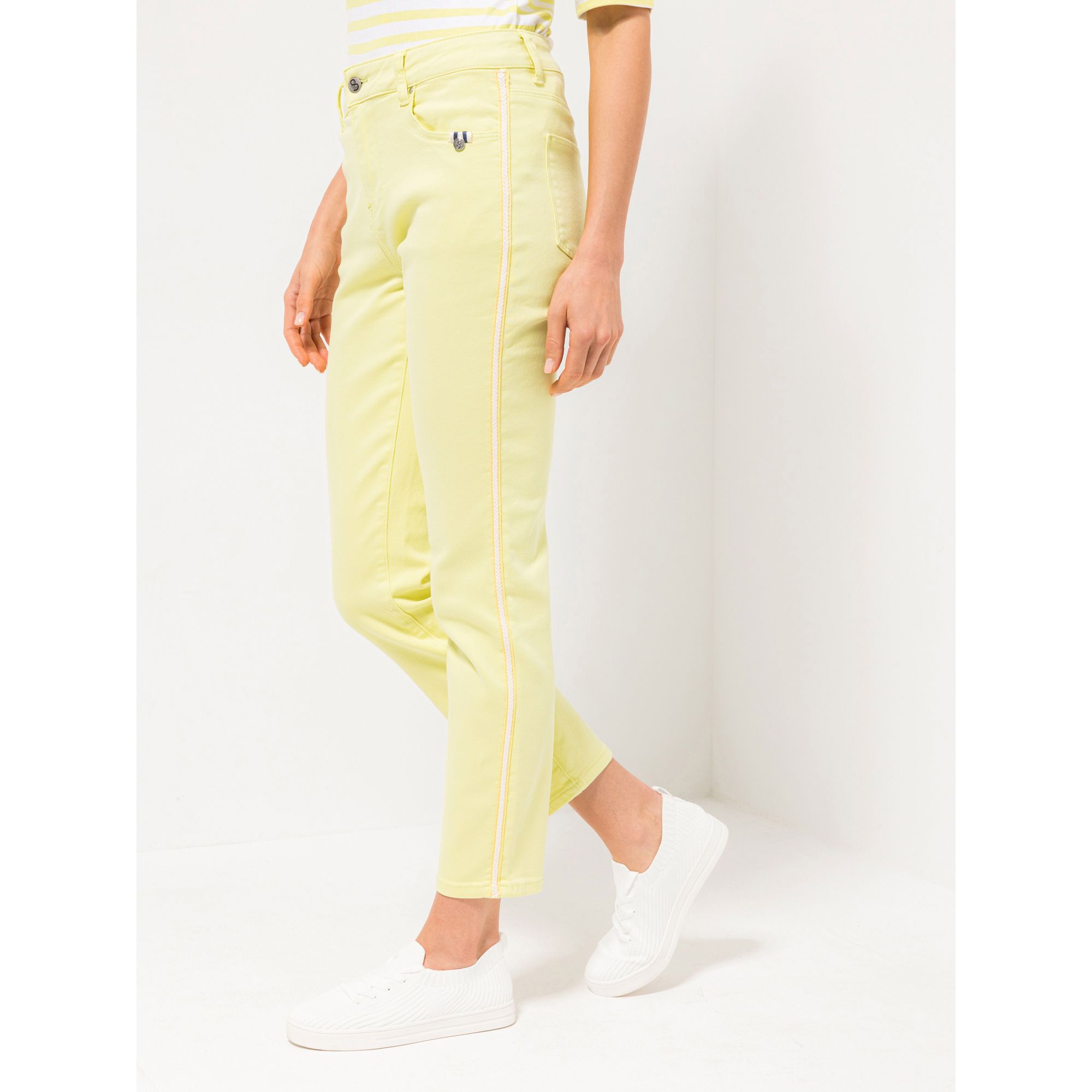 STRANDFEIN Jeanshose Sue knöchellang Zierstreifen schmales Bein