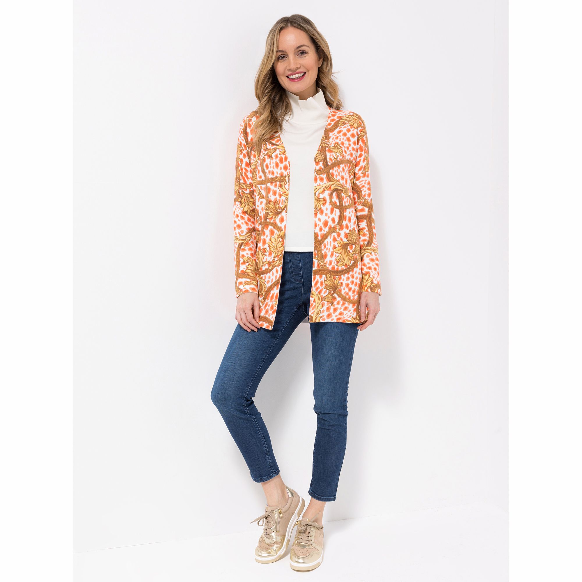 ANNI FOR FRIENDS Longcardigan, Alina Herzstickerei Länge ca. 78cm hüftbedeckend