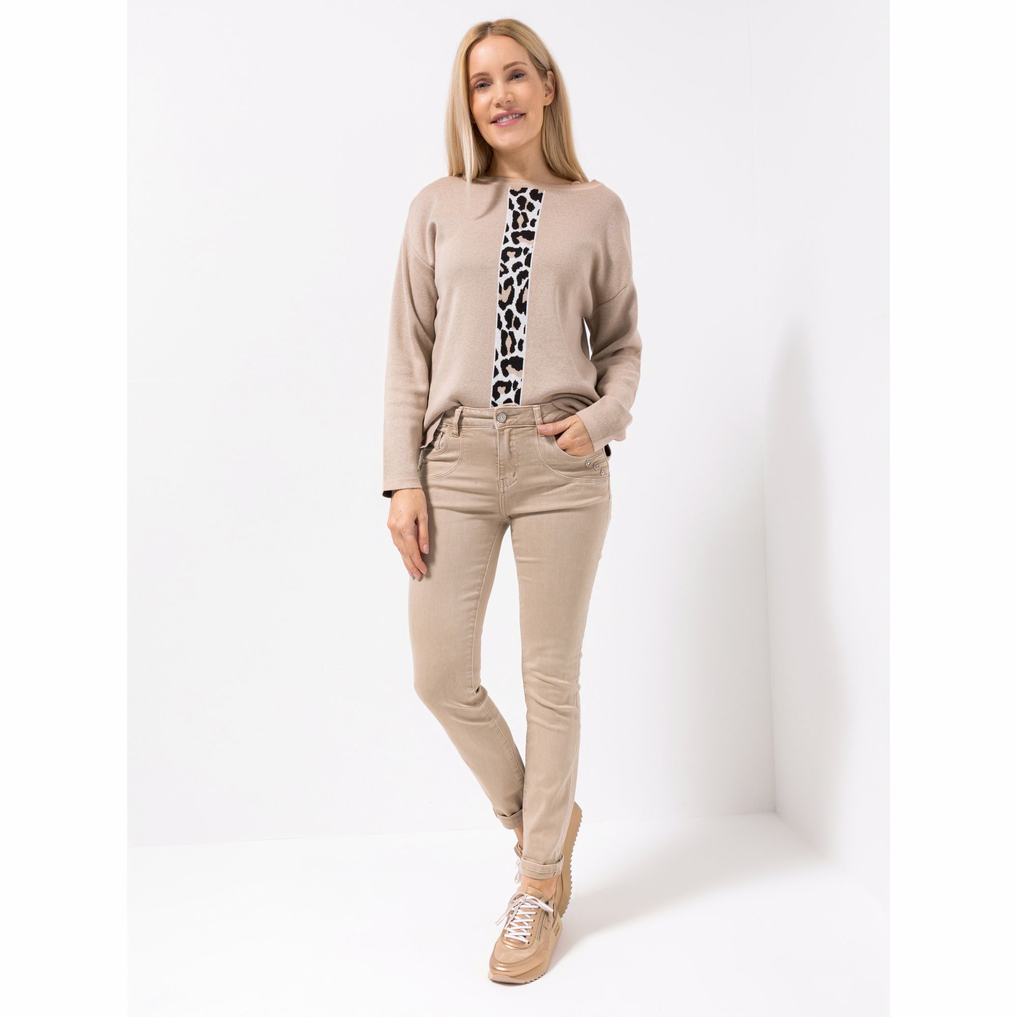 DINE 'N' DANCE Jeanshose Salsa 5-Pocket-Style Strassdekoration schmales Bein