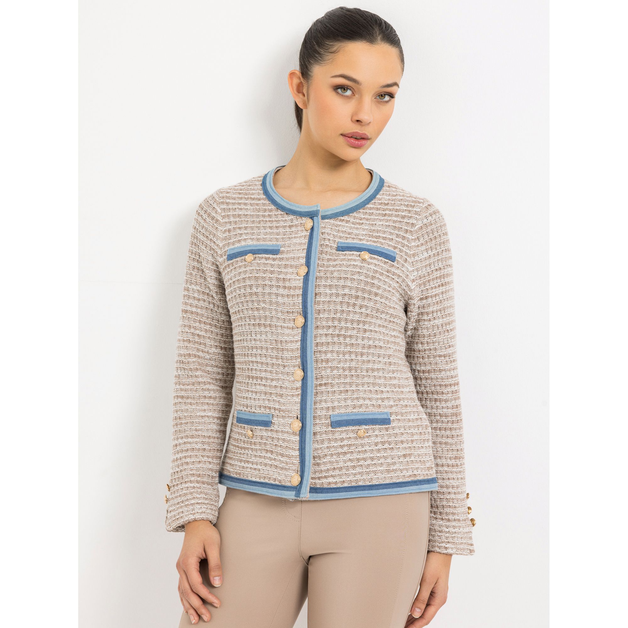 STEFFEN SCHRAUT Strickblazer Bouclé-Optik Schmuckknöpfe figurbetont