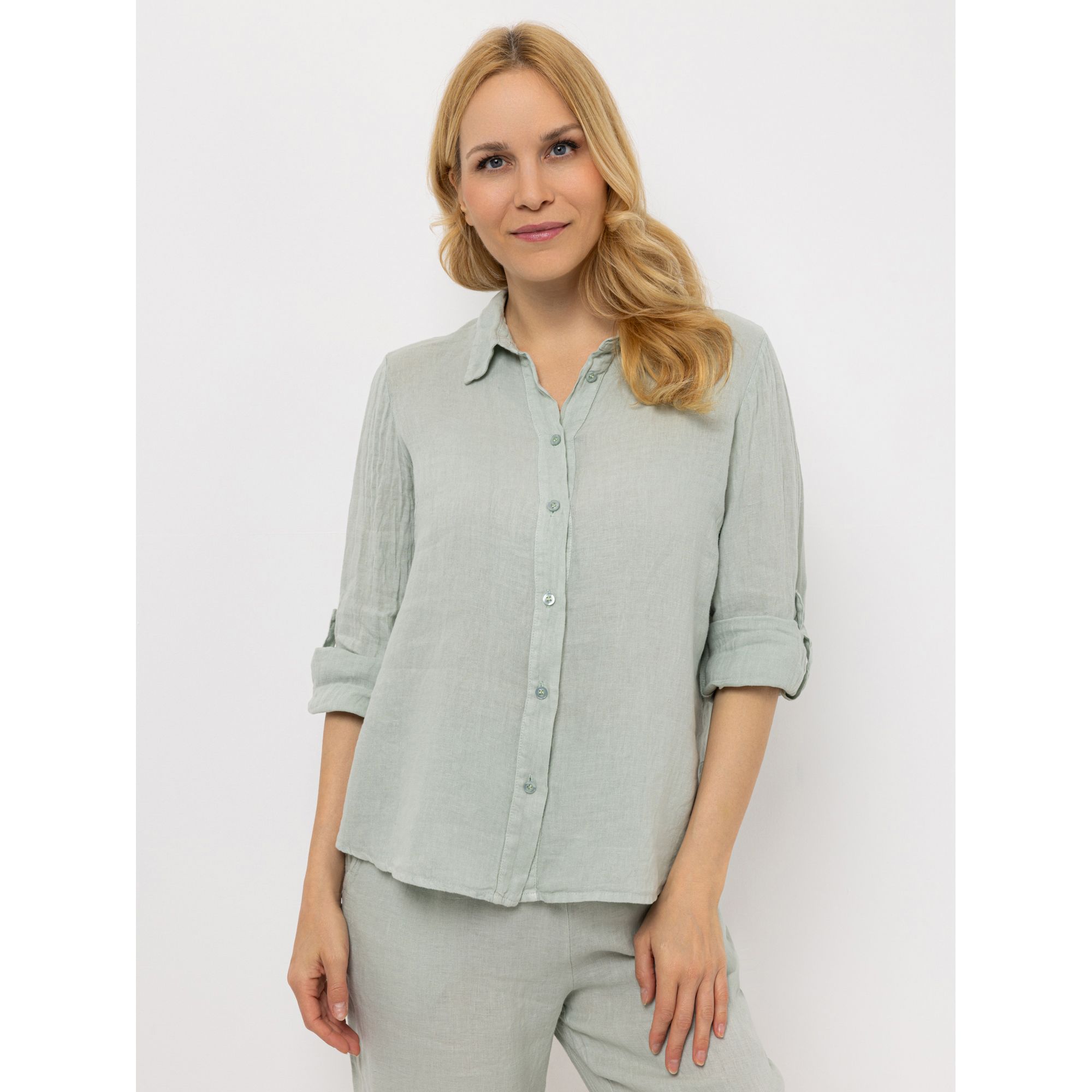 DINE 'N' DANCE Leinenbluse Frida 1/1-Arm Blusenkragen leger weit