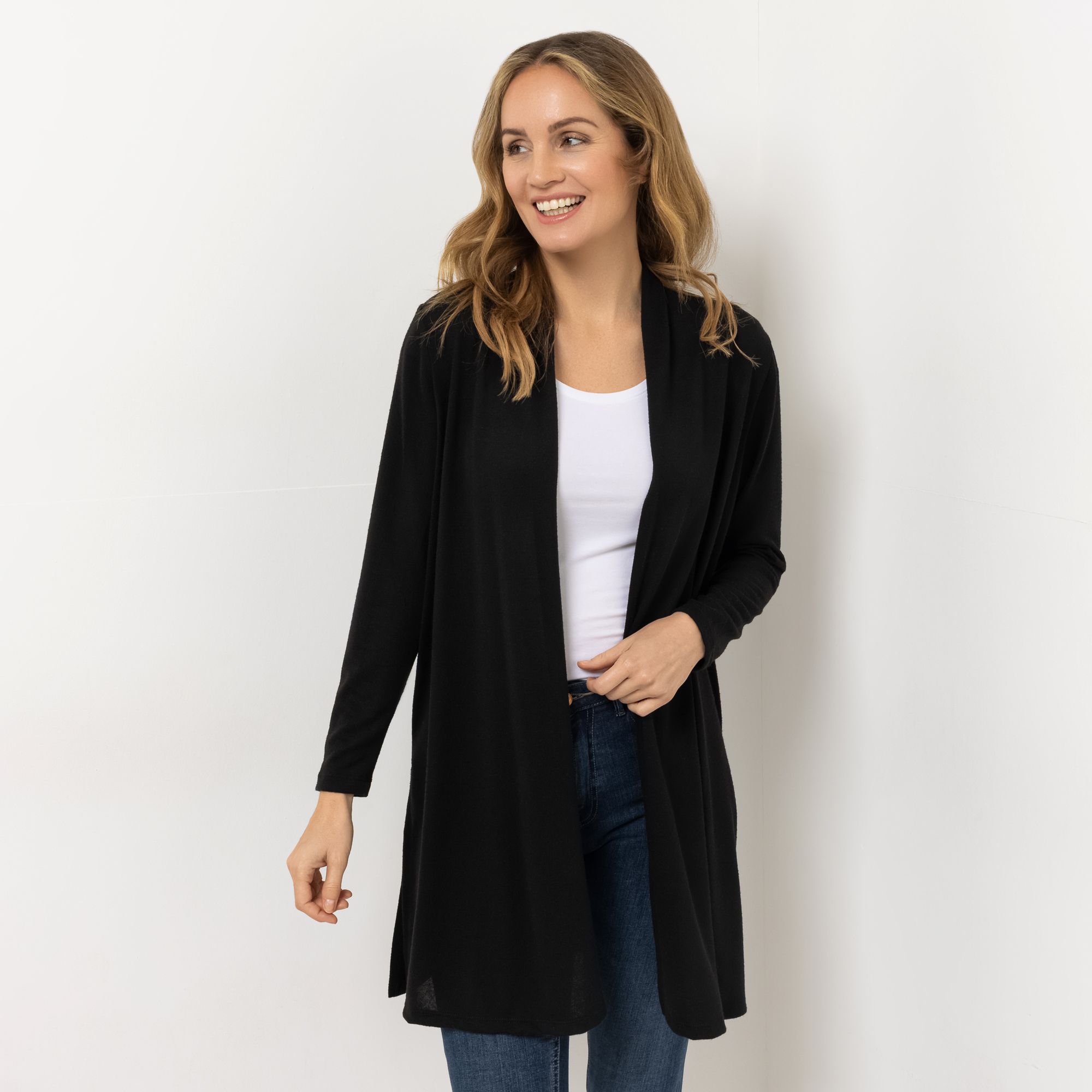 KIM & CO. Longcardigan, Langarm Soft Touch Jersey lange Seitenschlitze figurumspielend