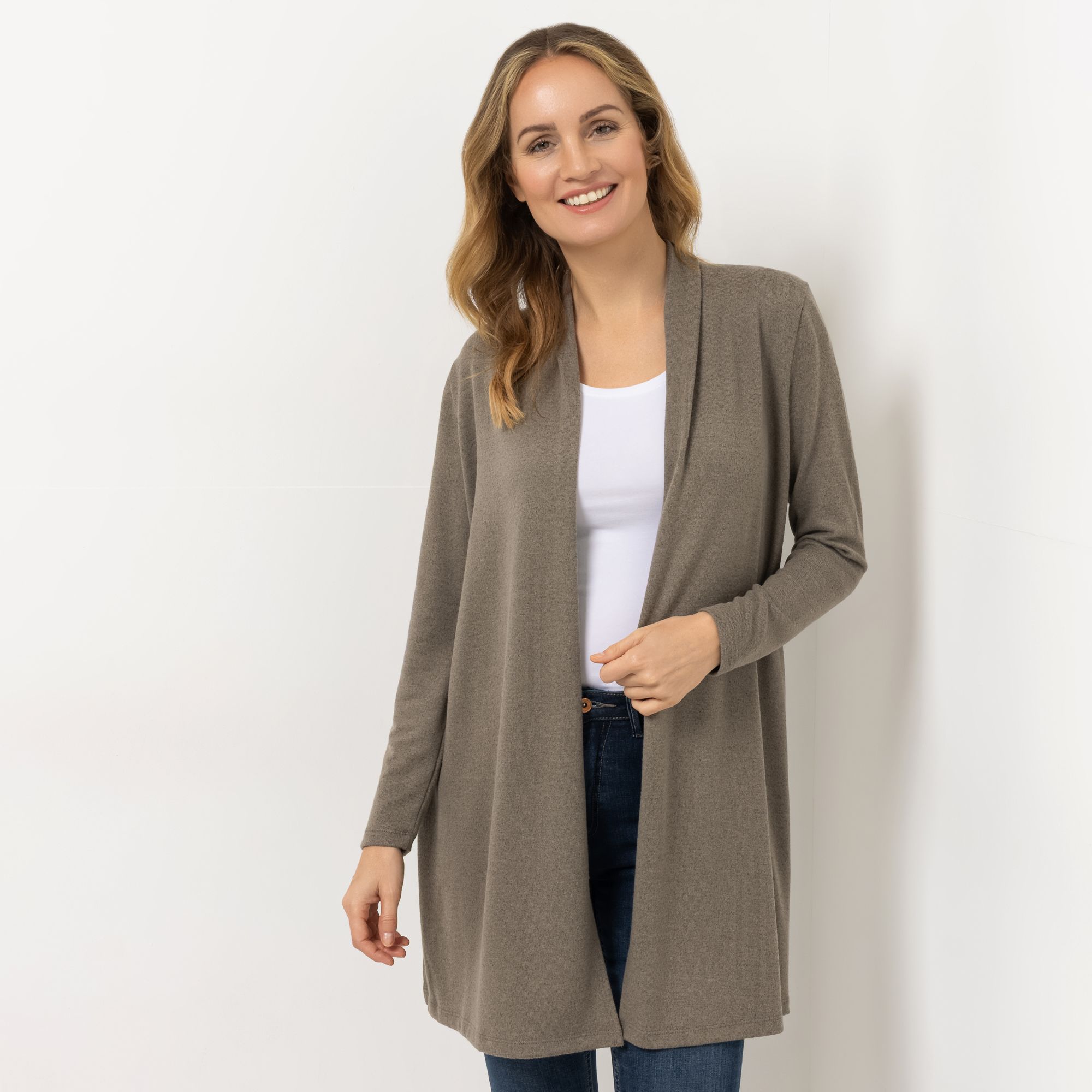 KIM & CO. Longcardigan, Langarm Soft Touch Jersey lange Seitenschlitze figurumspielend