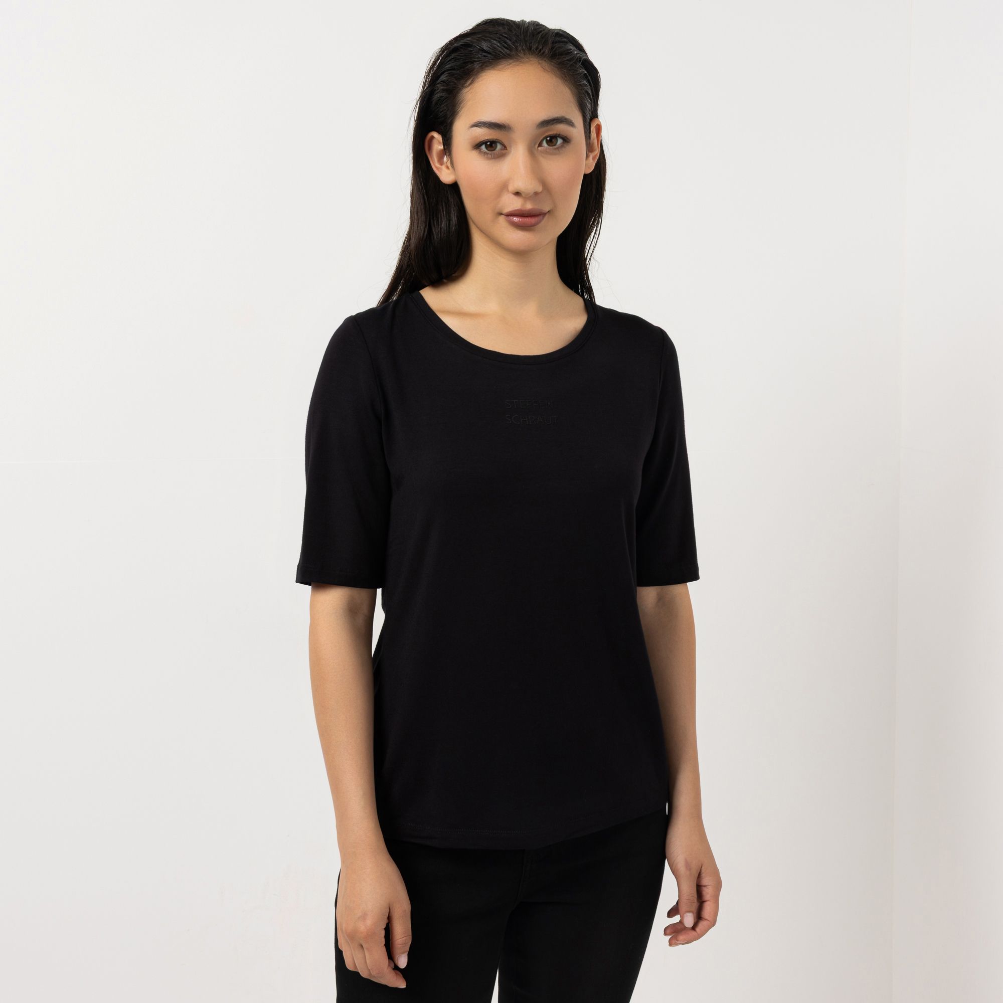 STEFFEN SCHRAUT Shirt 1/2-Arm Logo-Print mit ECOVERO Viskose figurumspielend