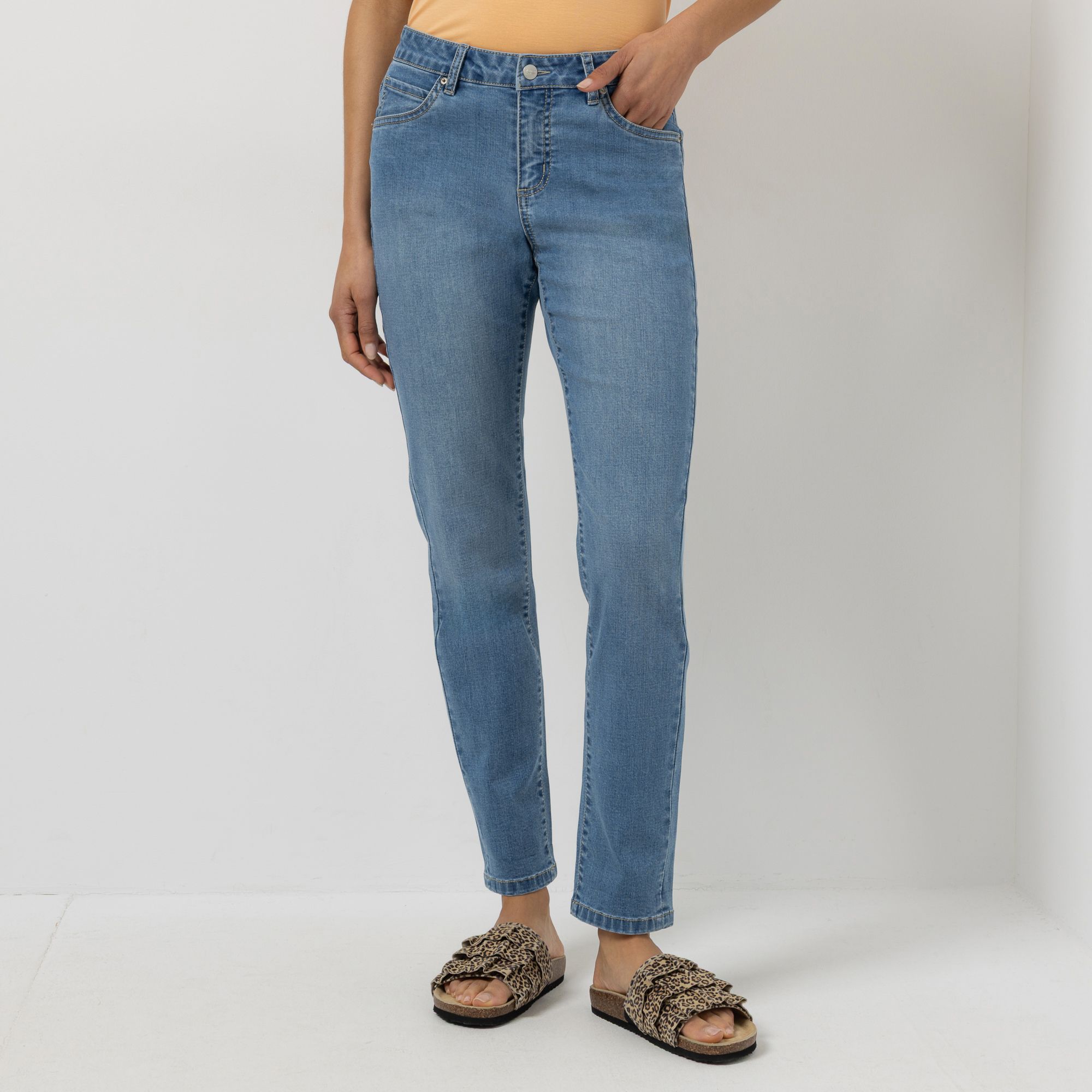 STEFFEN SCHRAUT Jeanshose, 5-Pocket variabel in der Länge dekorativer Umschlag sehr schmales Bein