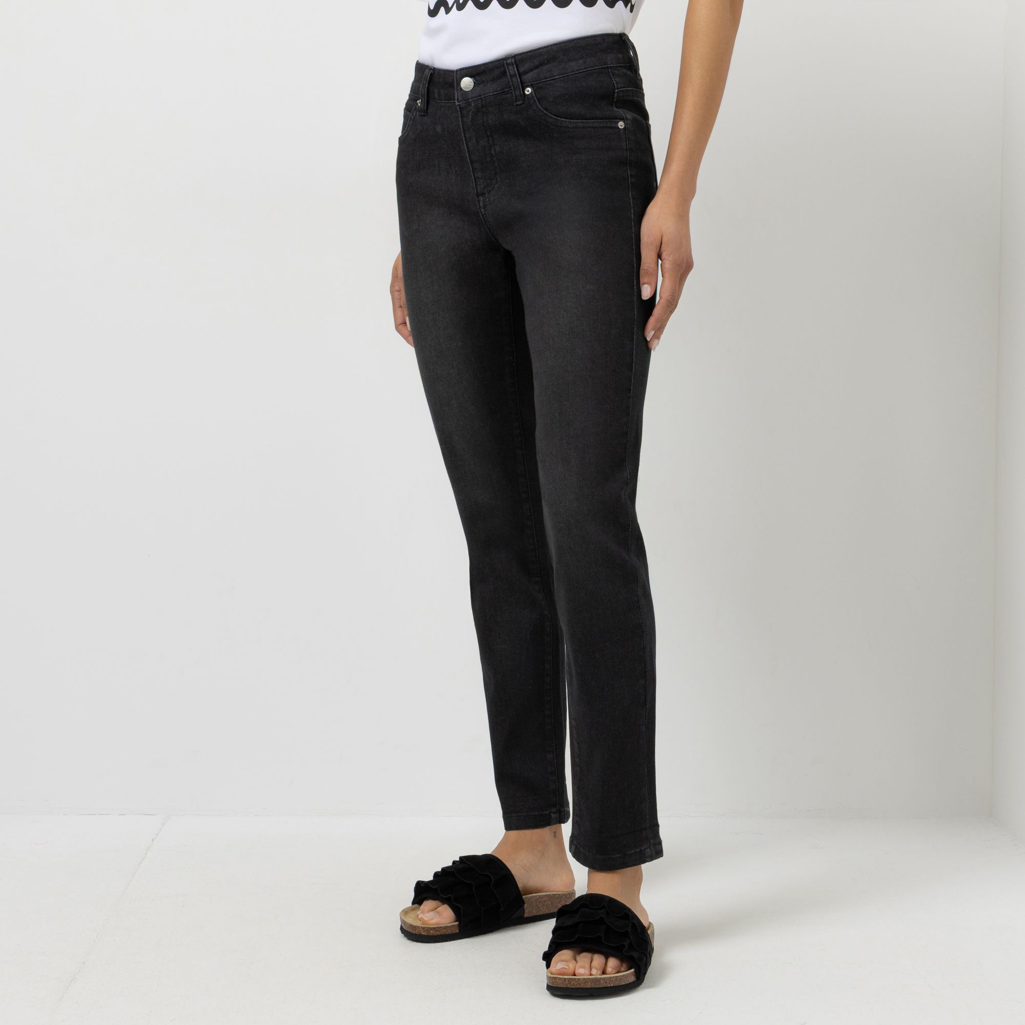 STEFFEN SCHRAUT Jeanshose, 5-Pocket variabel in der Länge dekorativer Umschlag sehr schmales Bein