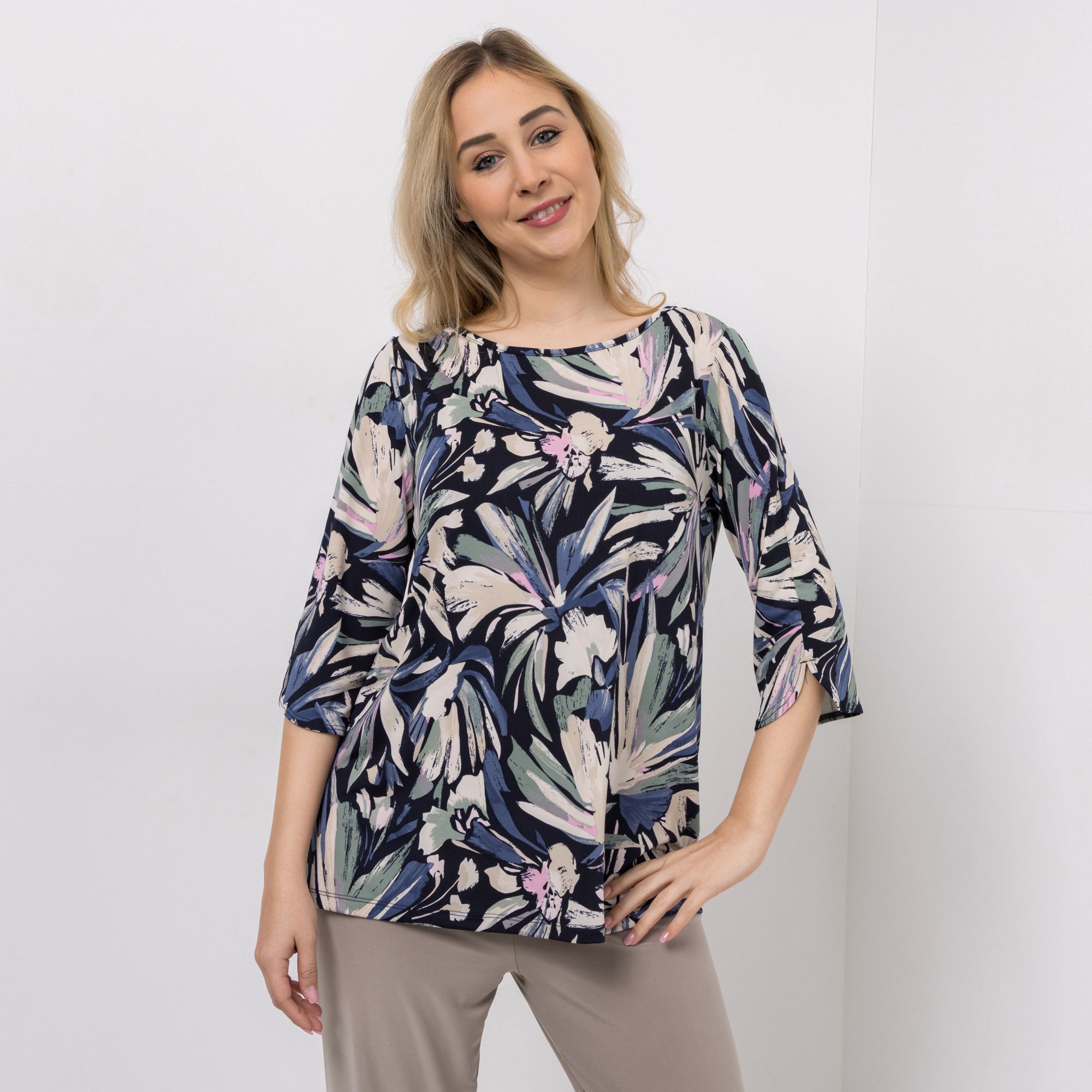 KIM & CO. Shirt, 3/4-Arm Brazil Knit Jersey Ärmelsaum abgerundet figurumspielend