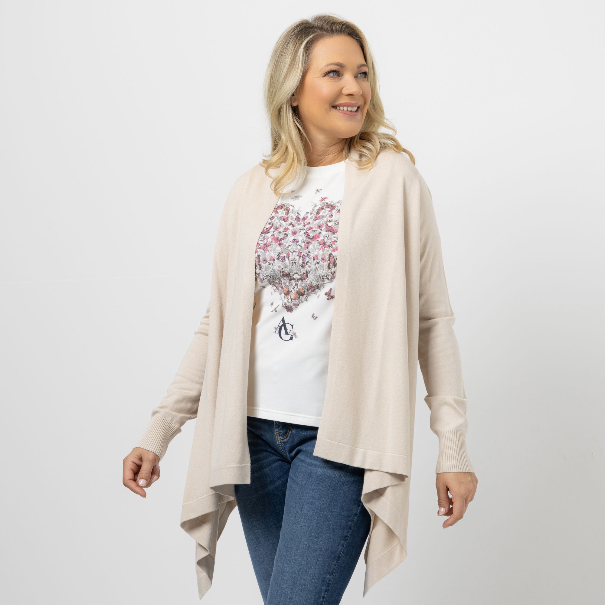 ANNA VON GRIESHEIM Cardigan, 1/1-Arm Viskose-Mischung offene Front figurumspielend