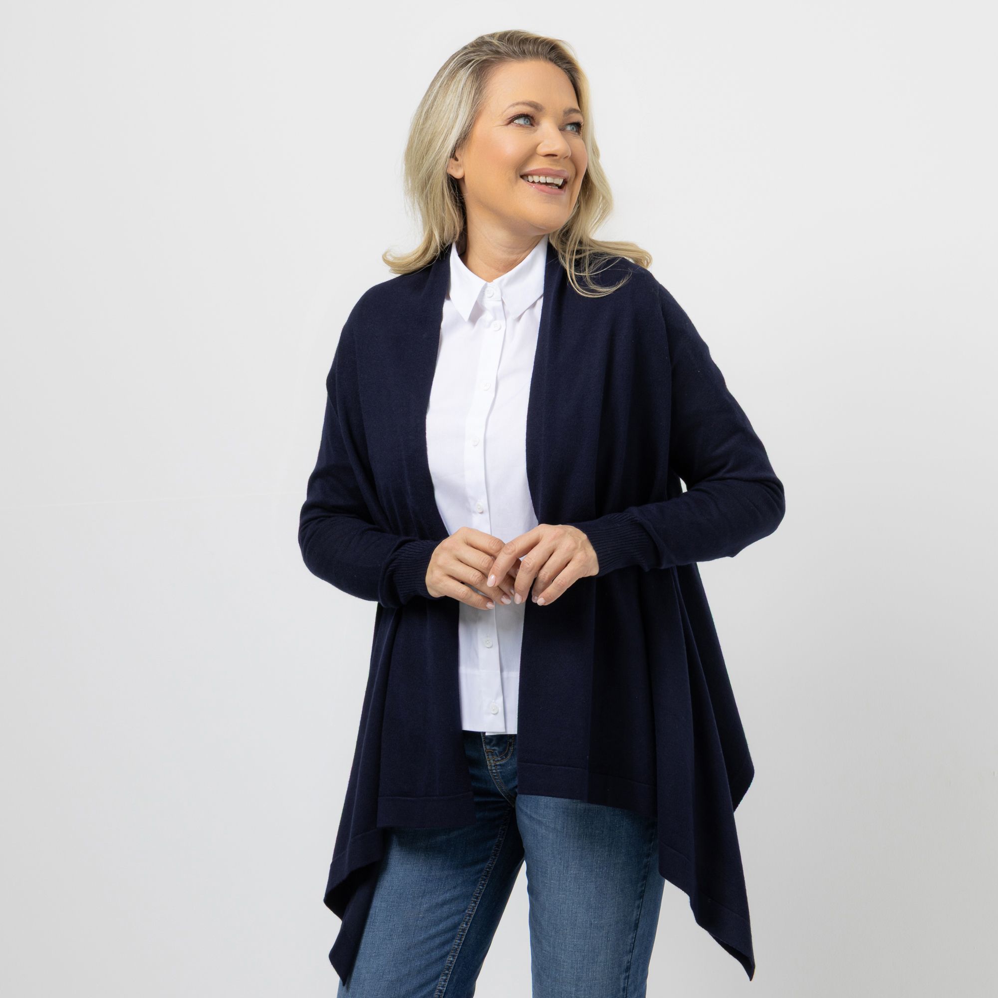 ANNA VON GRIESHEIM Cardigan, 1/1-Arm Viskose-Mischung offene Front figurumspielend