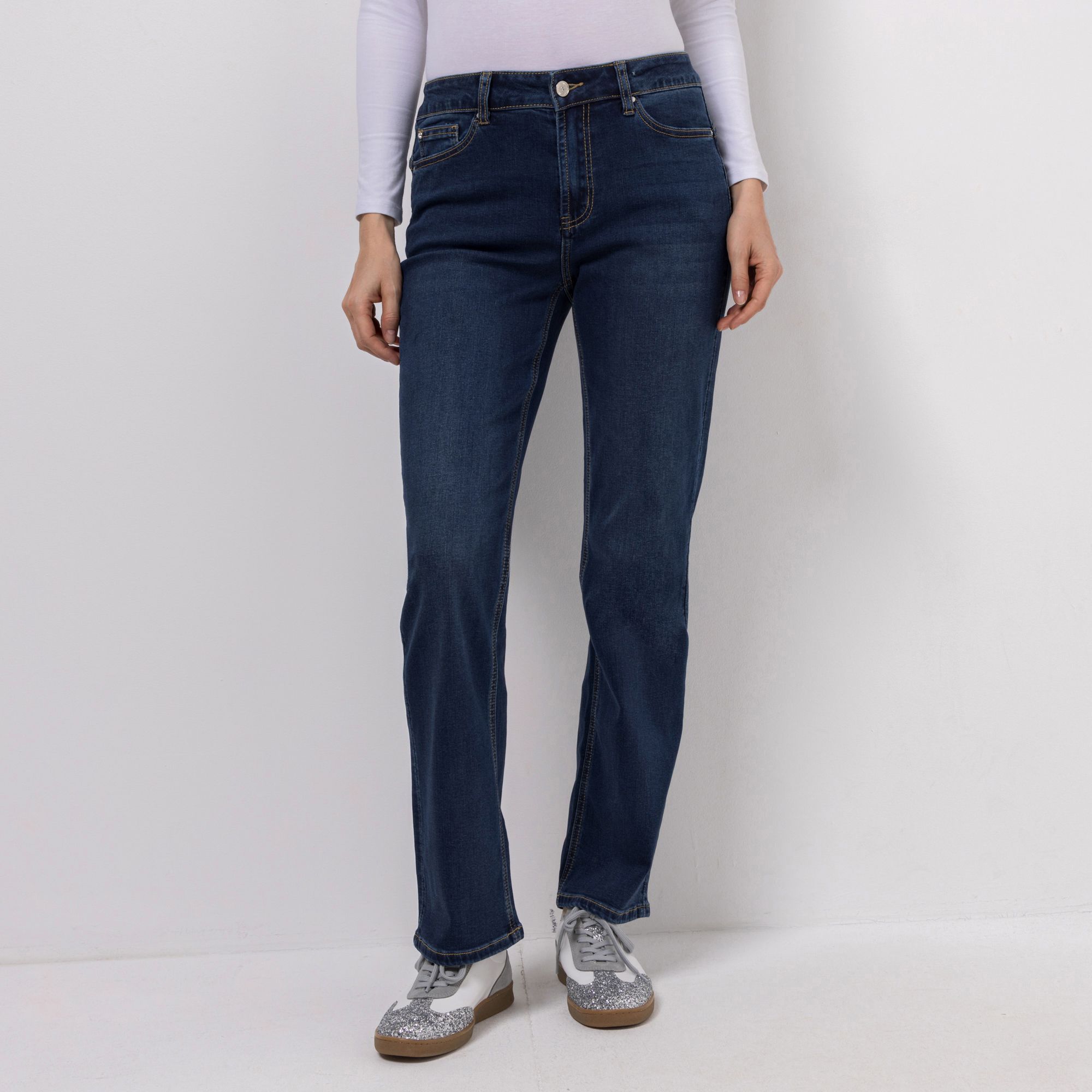 DINE 'N' DANCE Jeanshose Lambada lange Form 5-Pocket-Style gerades Bein