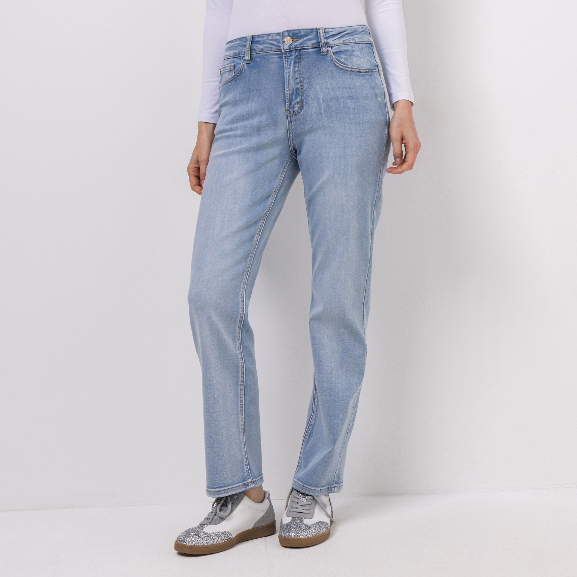 DINE 'N' DANCE Jeanshose Lambada lange Form 5-Pocket-Style gerades Bein