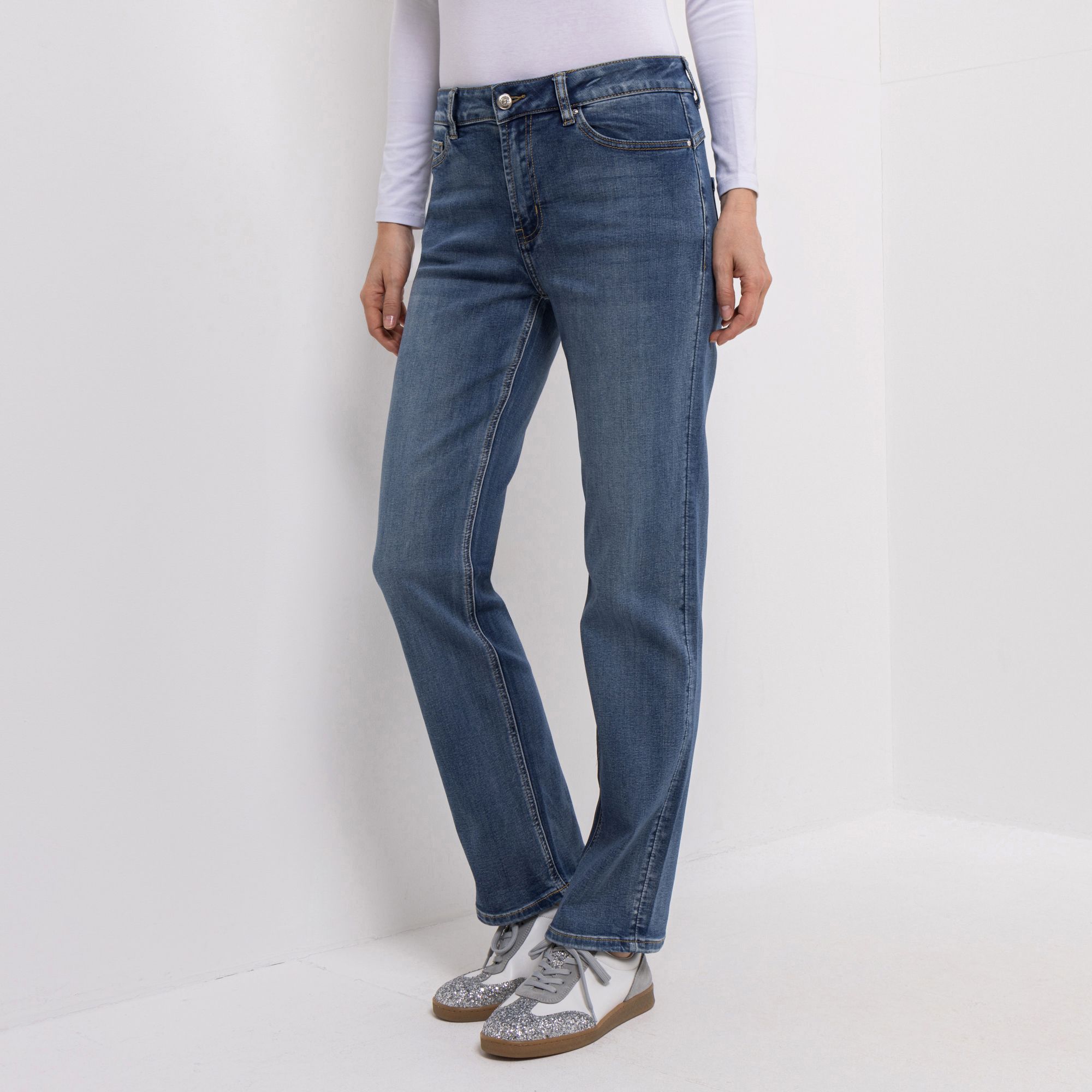 DINE 'N' DANCE Jeanshose Lambada lange Form 5-Pocket-Style gerades Bein