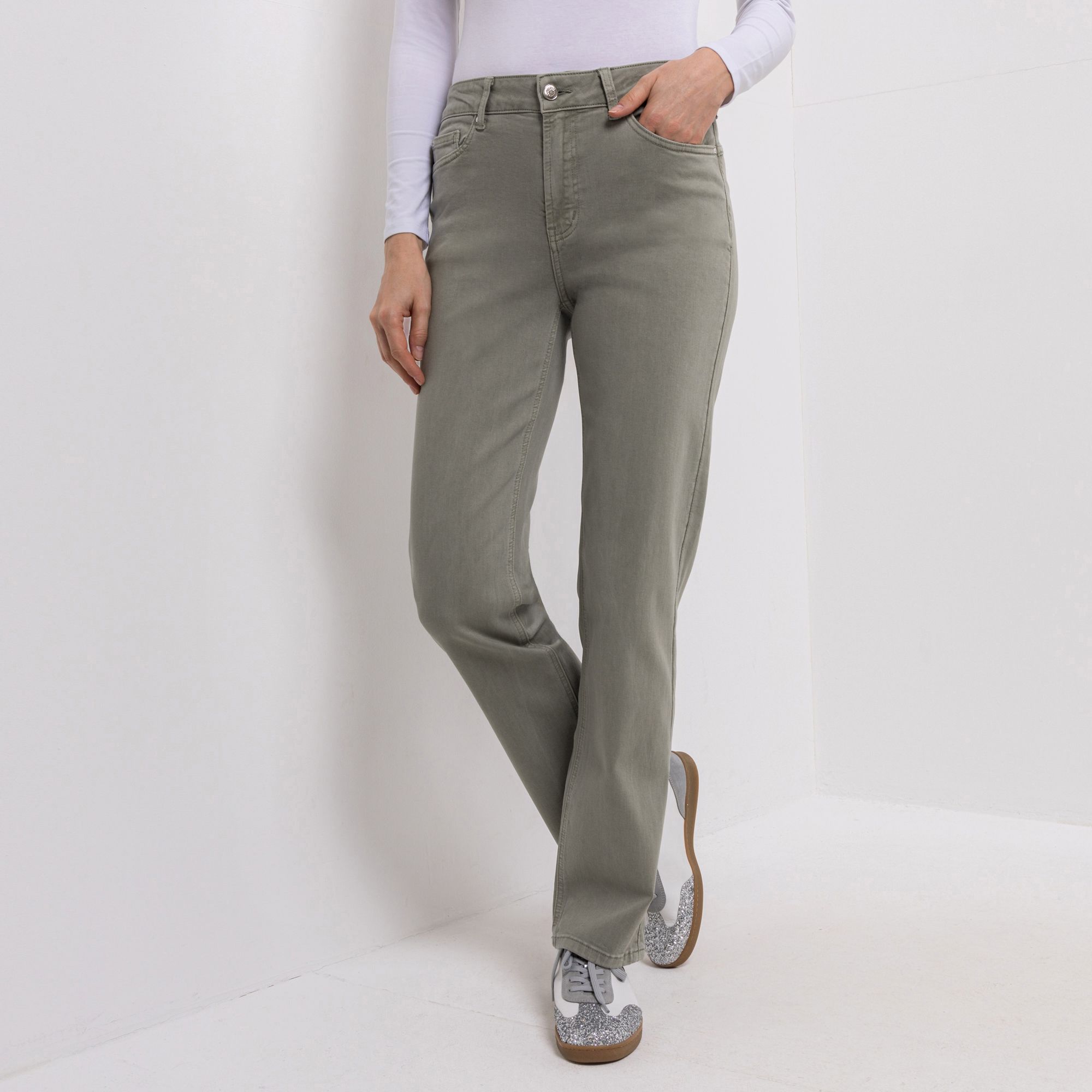 DINE 'N' DANCE Jeanshose Lambada lange Form 5-Pocket-Style gerades Bein