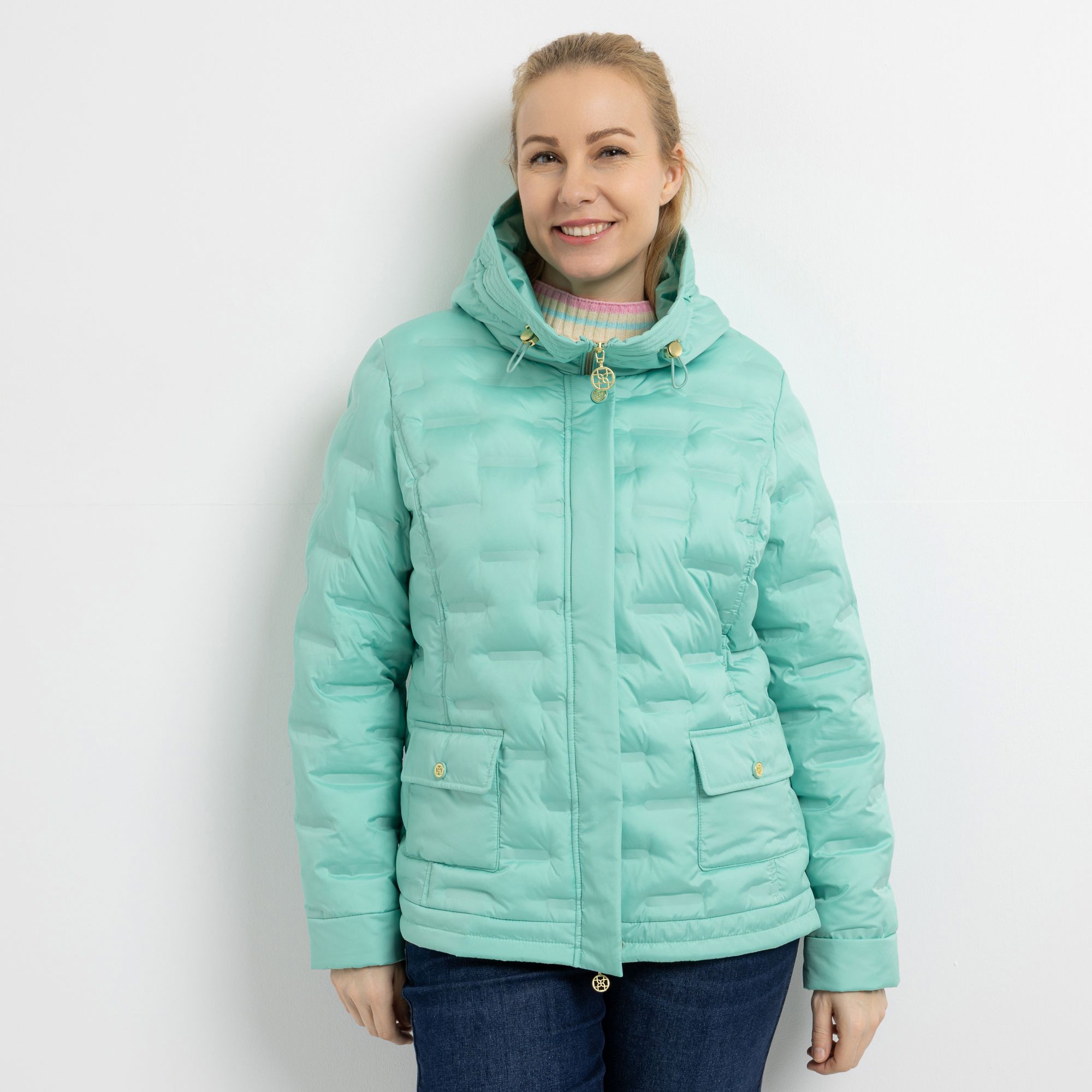 DAWID by Dawid Tomaszewski Jacke mit Kapuze nahtfreie Steppoptik figurumspielend