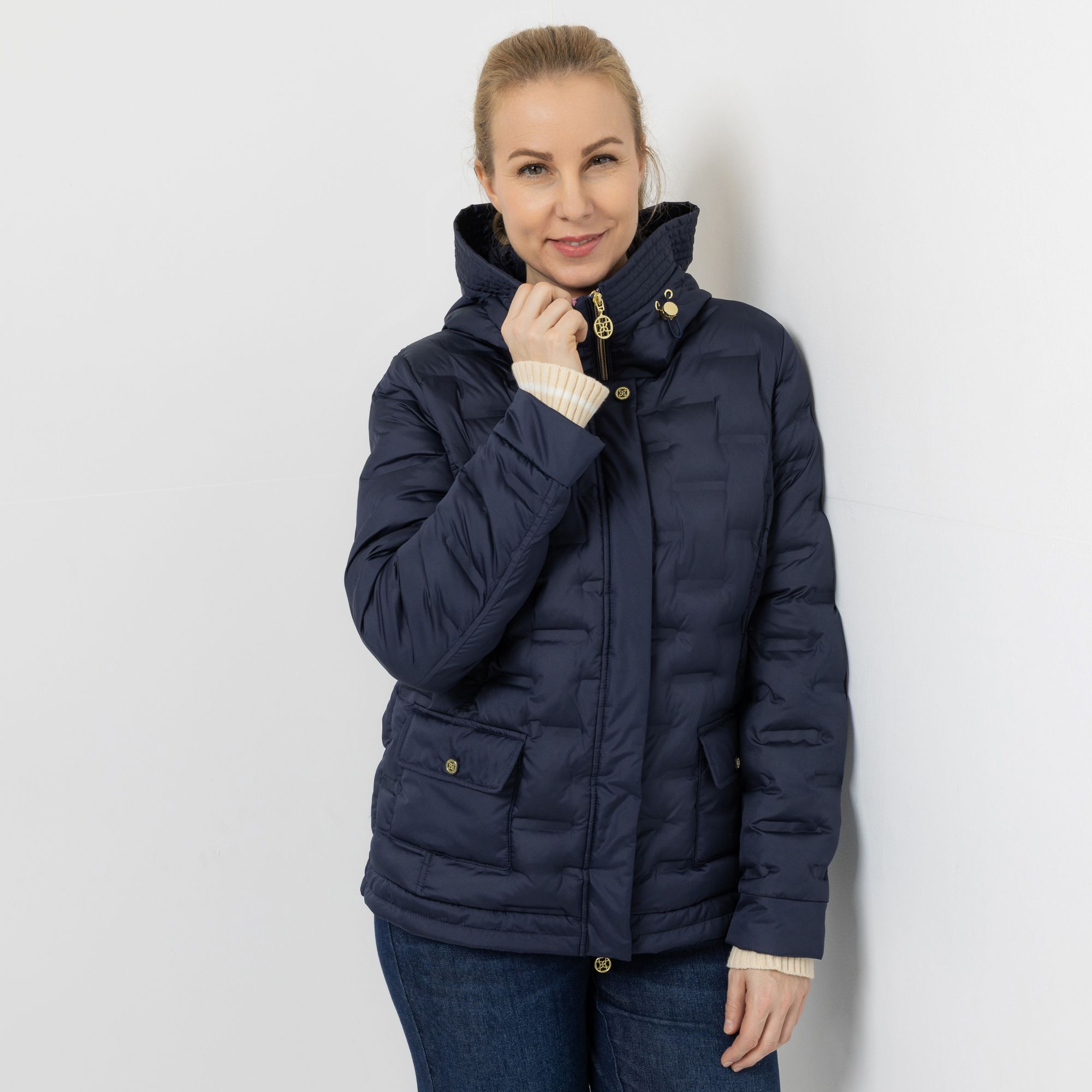 DAWID by Dawid Tomaszewski Jacke mit Kapuze nahtfreie Steppoptik figurumspielend