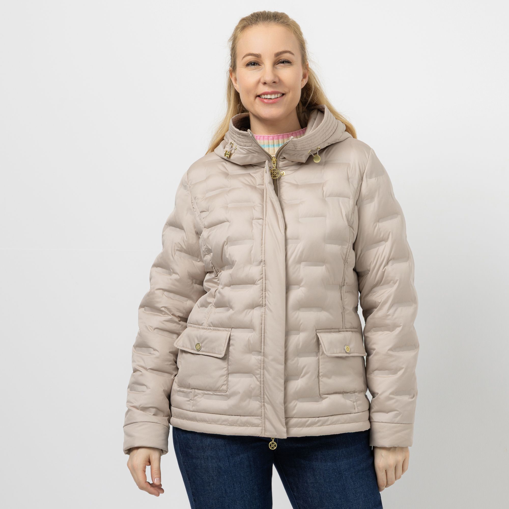 DAWID by Dawid Tomaszewski Jacke mit Kapuze nahtfreie Steppoptik figurumspielend