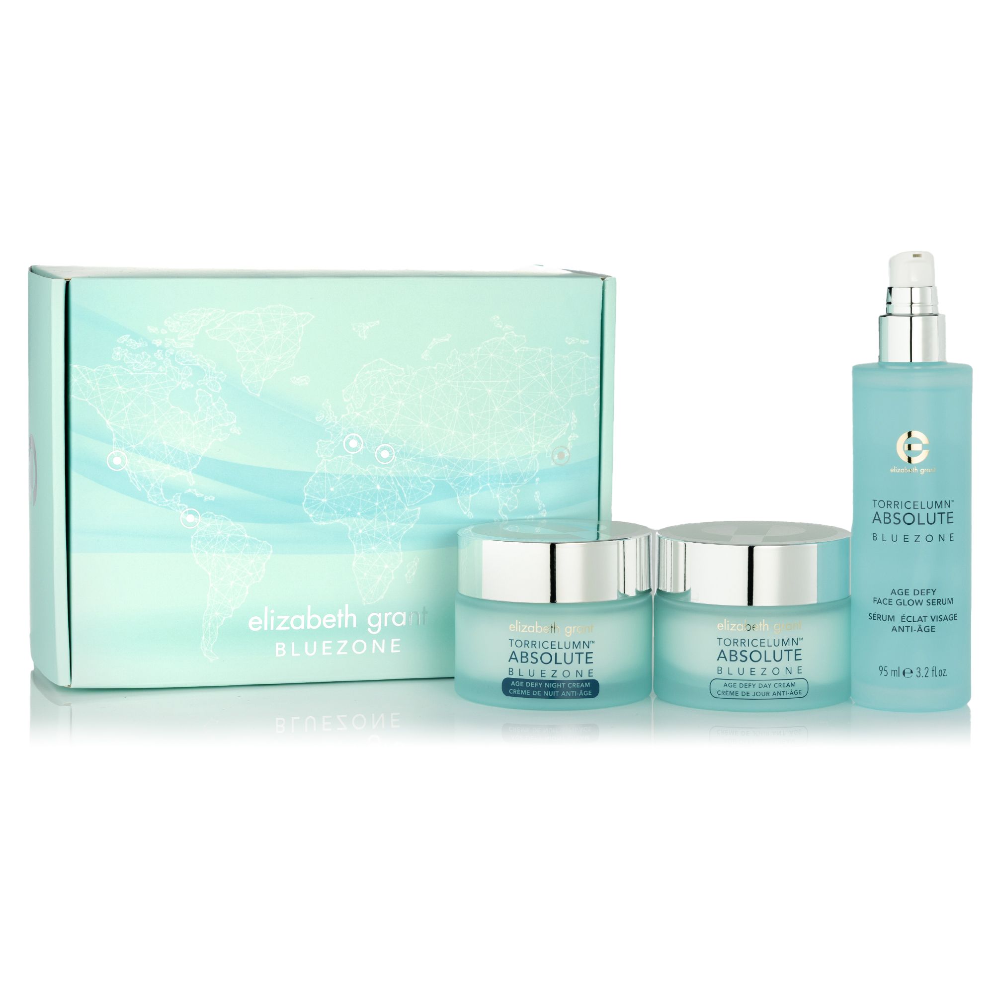 ELIZABETH GRANT Torricelumn™ Bluezone Tages- u. Nachtcreme je 100ml, Serum 95ml