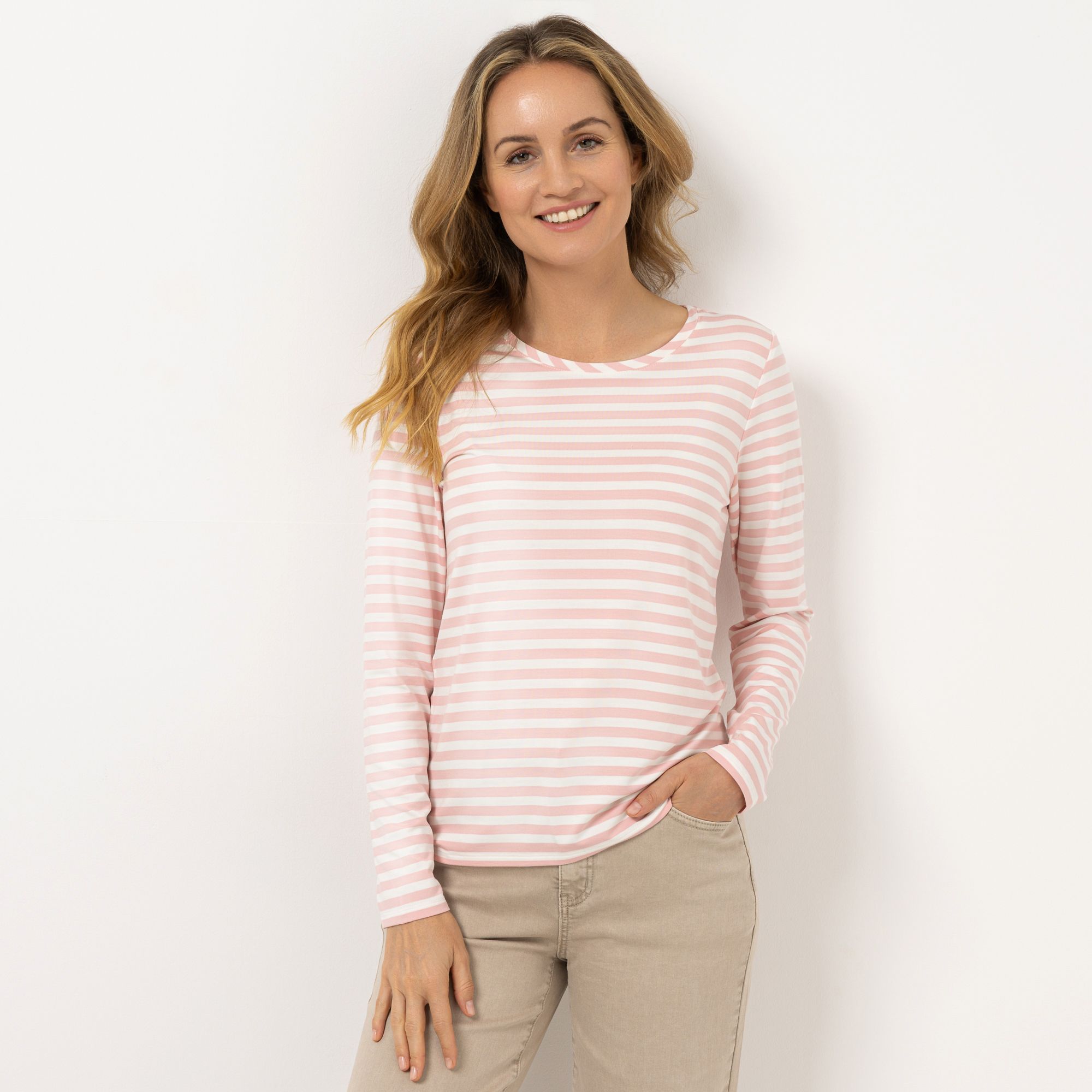 STRANDFEIN Ringelshirt Rundhalsausschnitt mit ECOVERO Viskose