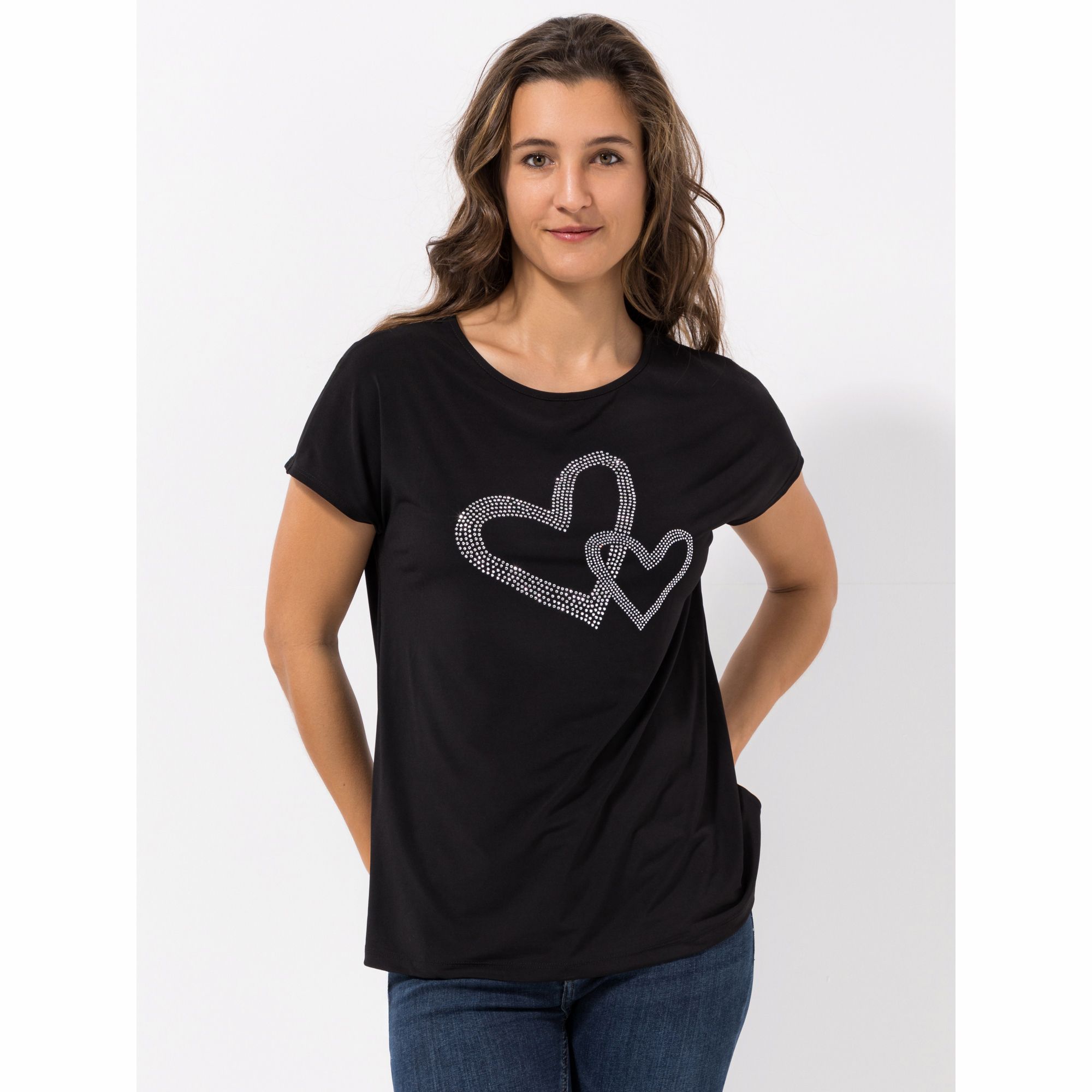 KIM & CO. Shirt, 1/4-Arm Brazil Knit Jersey Strass-Applikation figurumspielend