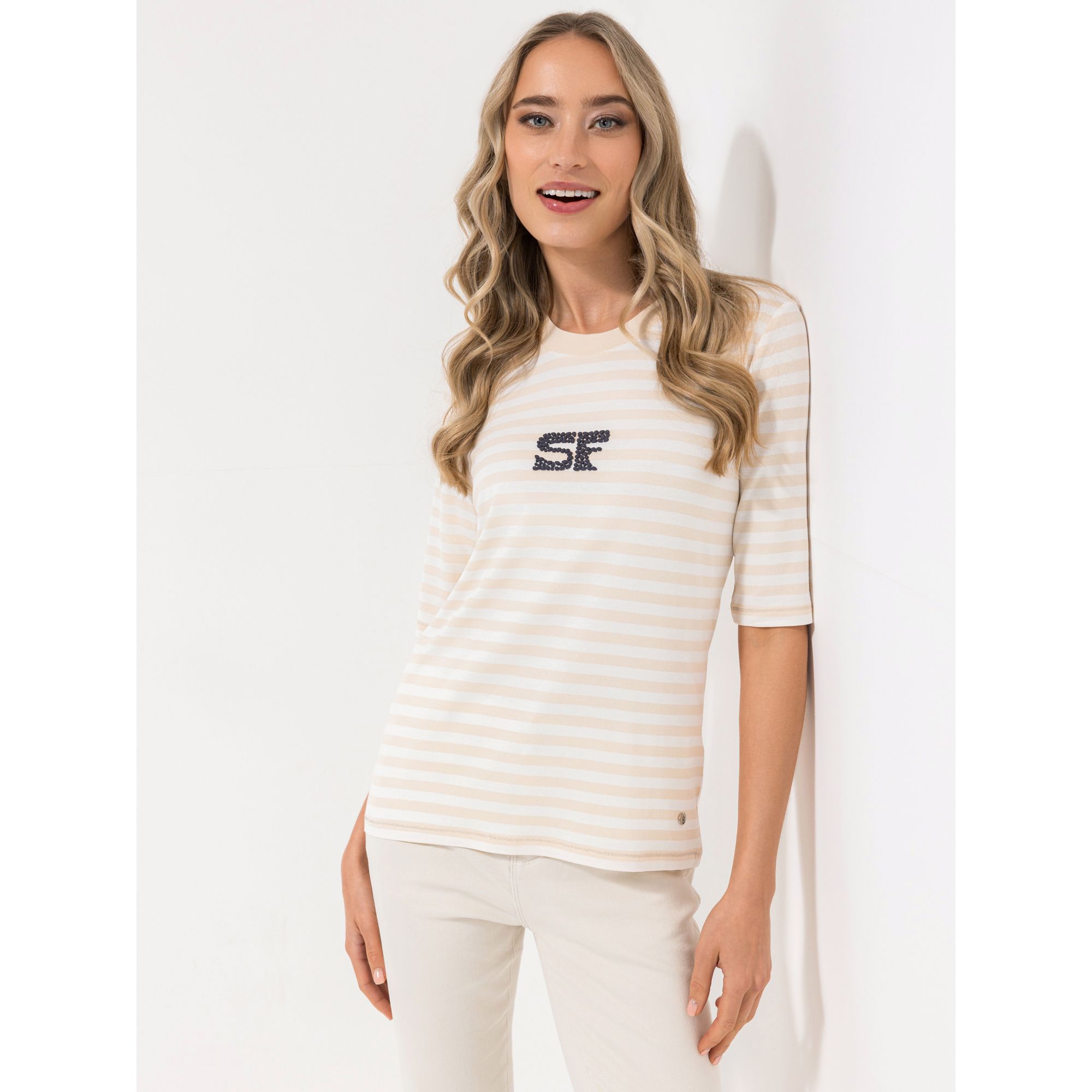STRANDFEIN Shirt 1/2- Arm Rundhalsausschnitt gestreift figurumspielend