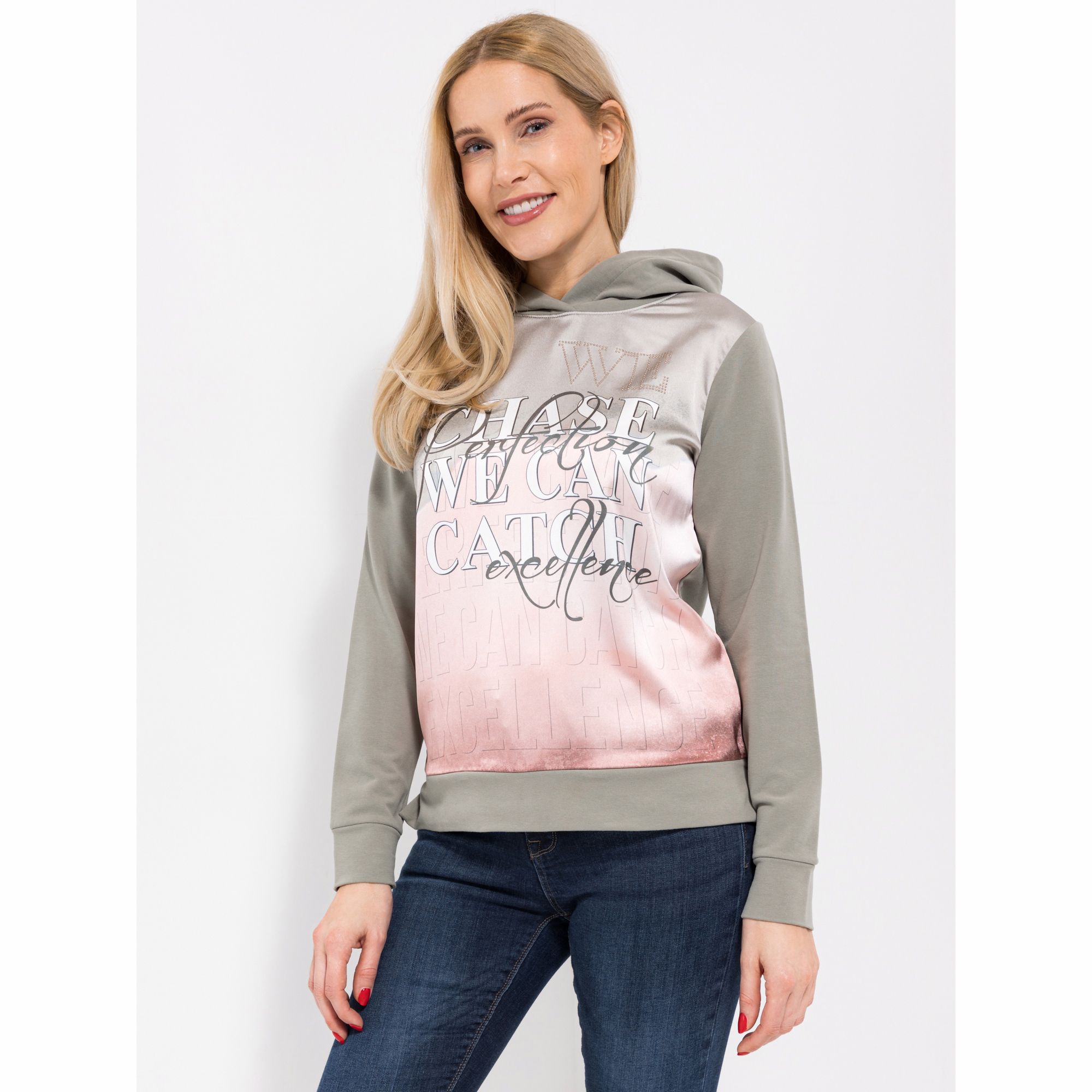 DINE 'N' DANCE Sweatshirt, 1/1-Arm Kapuze Materialmix figurumspielend