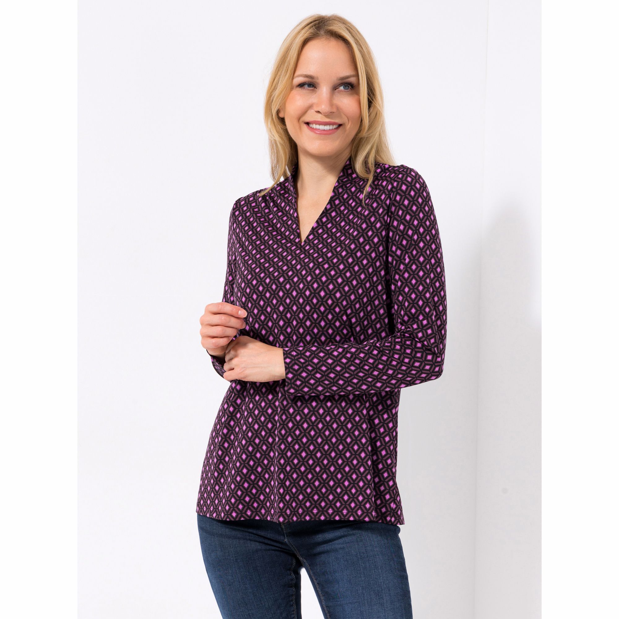 KIM & CO. Shirt, 1/1-Arm Brazil Knit Jersey V-Ausschnitt figurumspielend