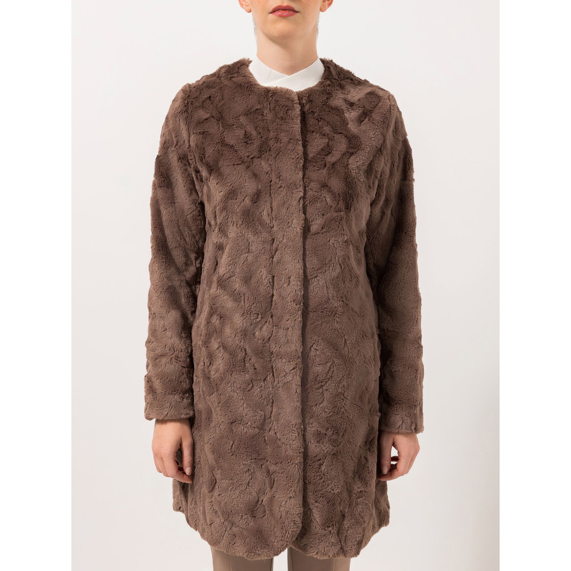 STEFFEN SCHRAUT Webpelzmantel Zermatt verdeckte Knopfleiste Seitentaschen figurumspielend