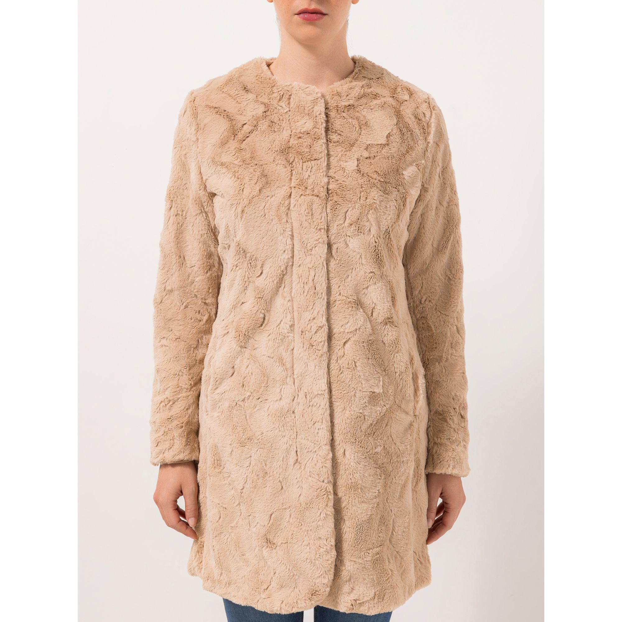 STEFFEN SCHRAUT Webpelzmantel Zermatt verdeckte Knopfleiste Seitentaschen figurumspielend