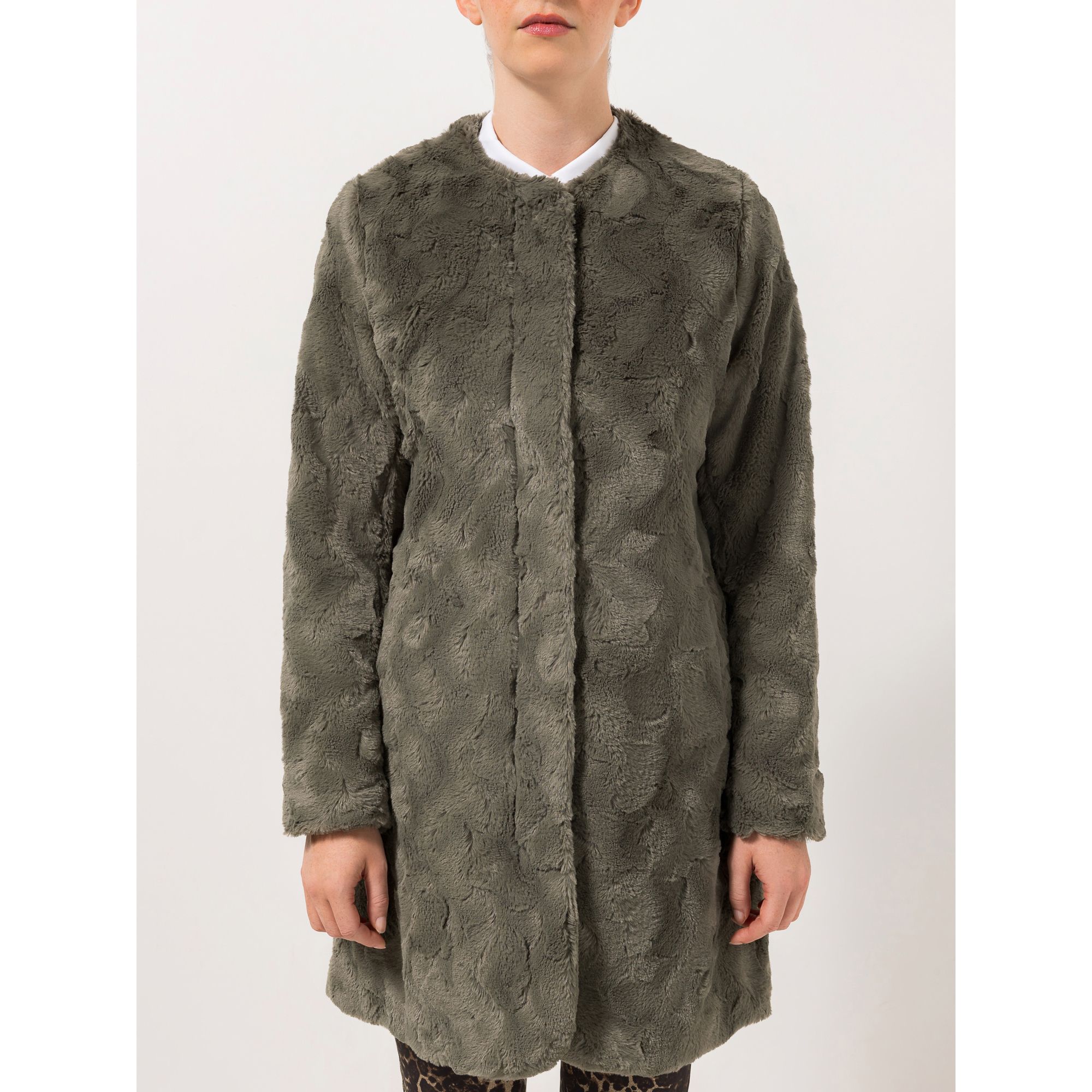 STEFFEN SCHRAUT Webpelzmantel Zermatt verdeckte Knopfleiste Seitentaschen figurumspielend