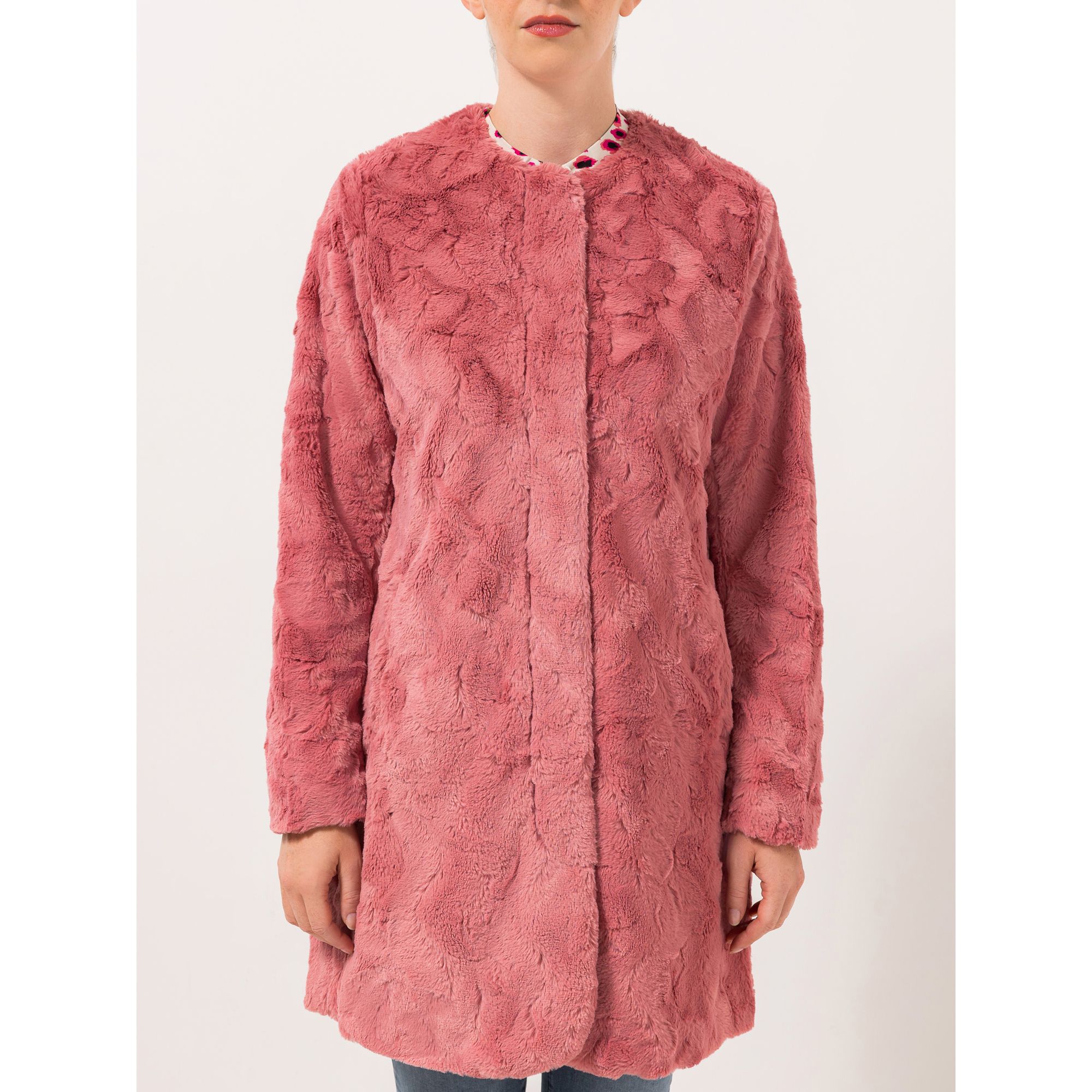 STEFFEN SCHRAUT Webpelzmantel Zermatt verdeckte Knopfleiste Seitentaschen figurumspielend