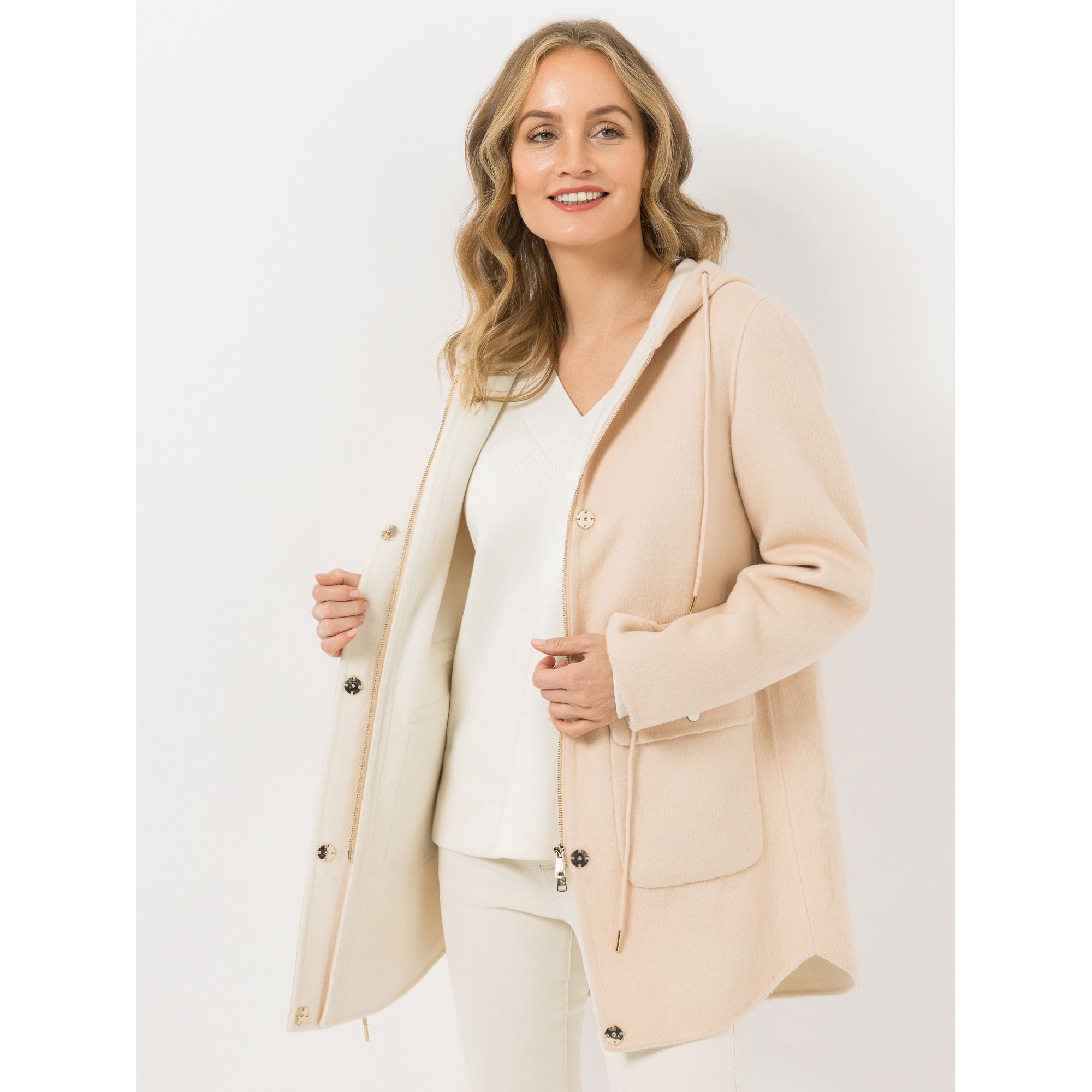 STRANDFEIN Kurzmantel Double Face aufgesetzte Taschen figurumspielend