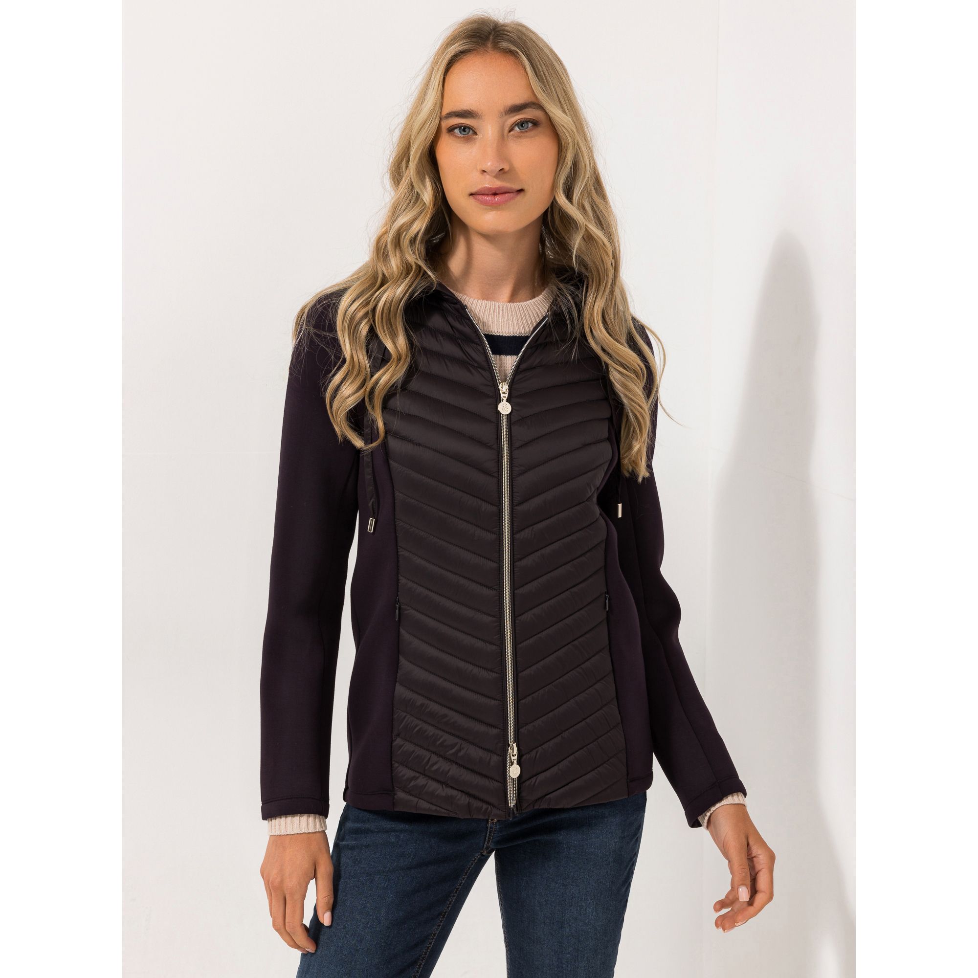 STRANDFEIN Outdoor-Jacke Material-Mix Stepp und Scuba figurumspielend