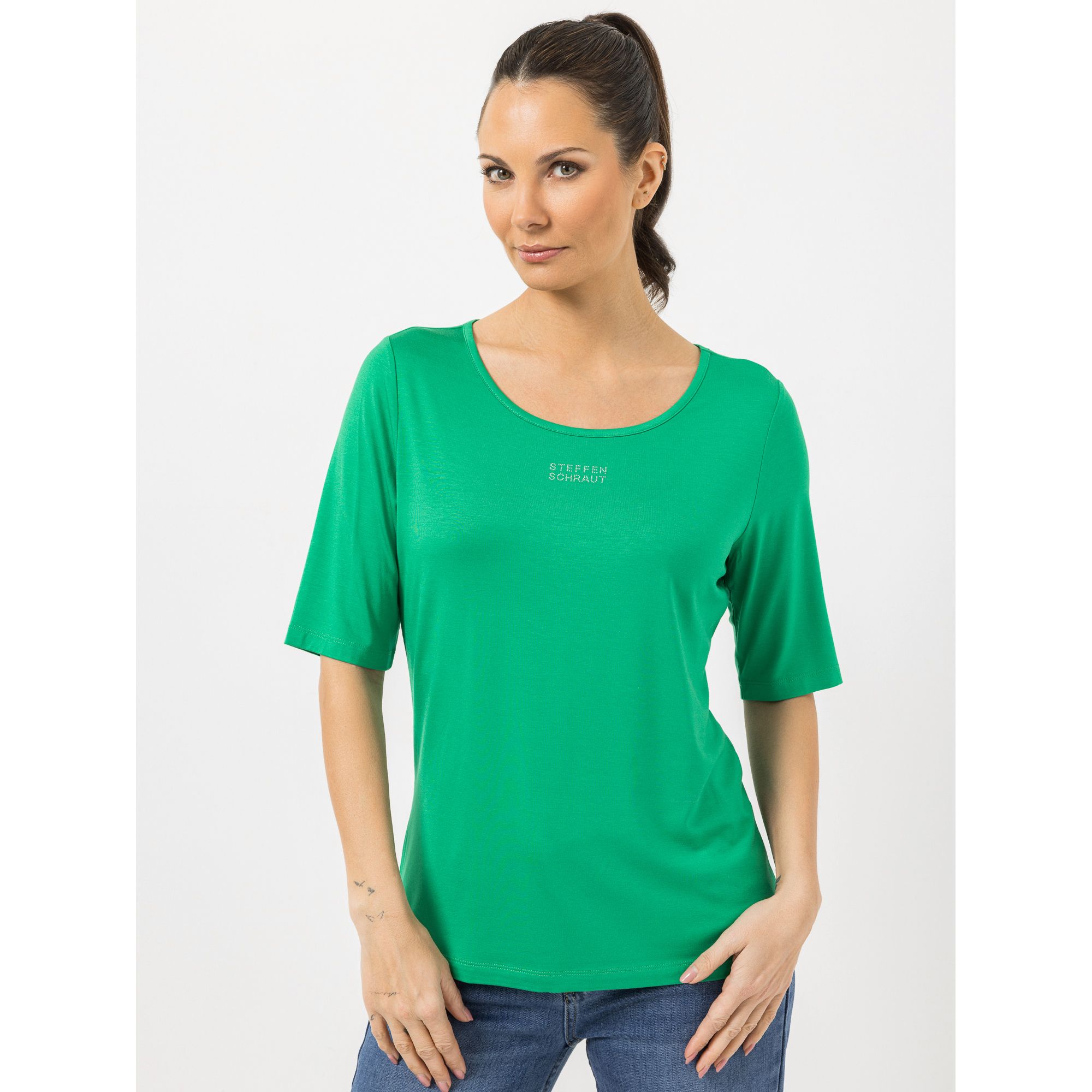 STEFFEN SCHRAUT Shirt Ibiza 1/2-Arm Strass-Detail mit ECOVERO Viskose figurumspielend