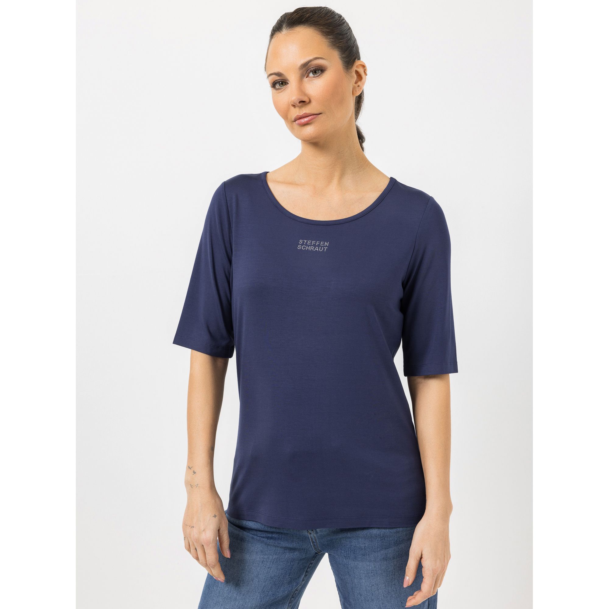 STEFFEN SCHRAUT Shirt Ibiza 1/2-Arm Strass-Detail mit ECOVERO Viskose figurumspielend