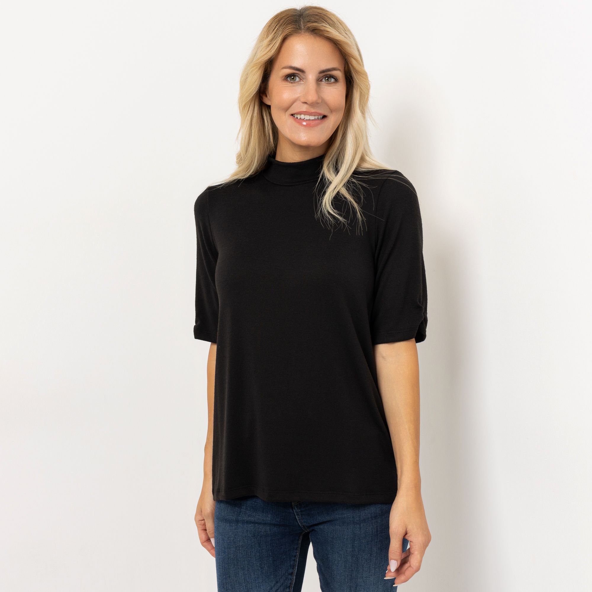 KIM & CO. Shirt, langer 1/2-Arm Soft Touch Jersey Stehkragen figurumspielend