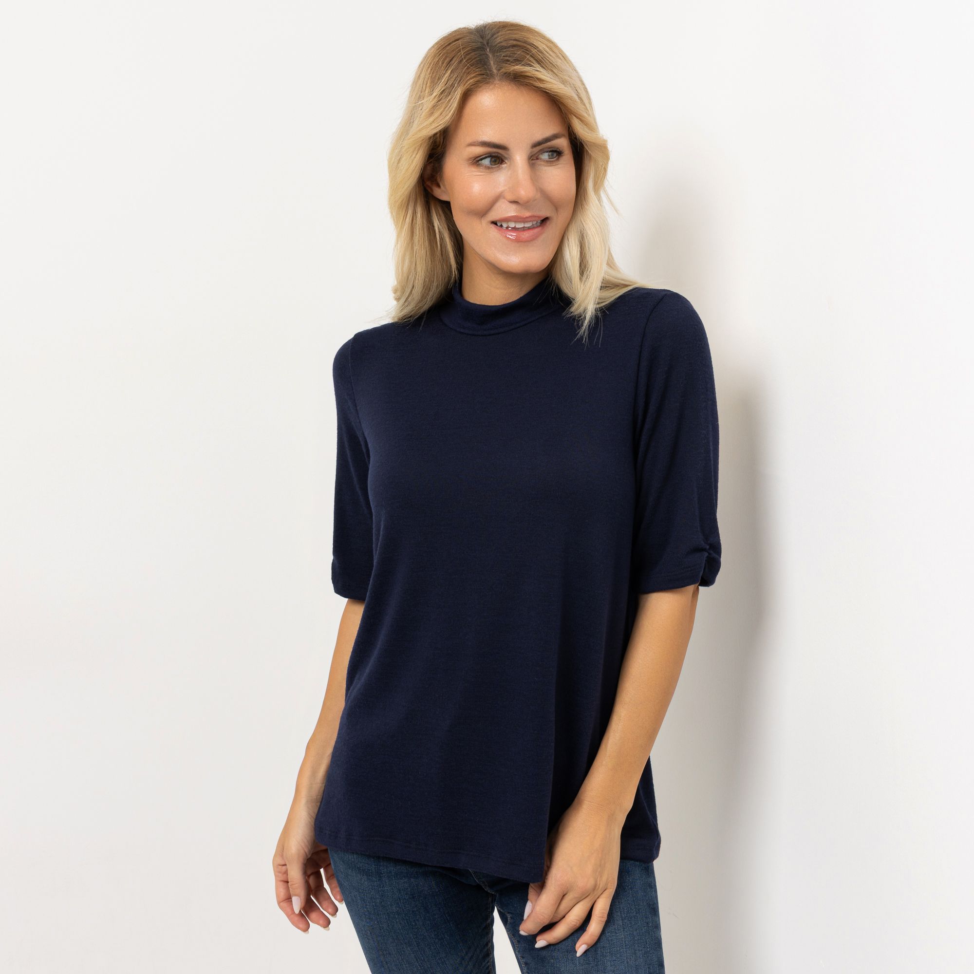 KIM & CO. Shirt, langer 1/2-Arm Soft Touch Jersey Stehkragen figurumspielend