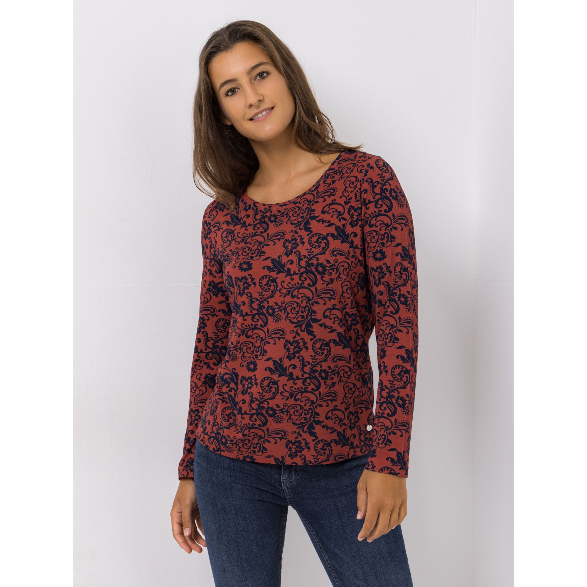 EVA LUTZ Shirt Rundhalsausschnitt mit ECOVERO figurumspielend