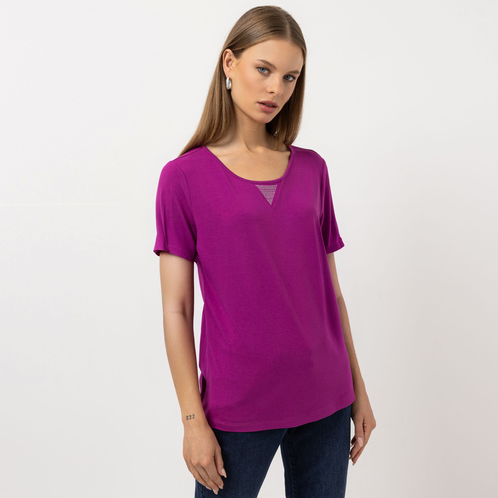 STEFFEN SCHRAUT Shirt 1/2-Arm Rundhalsauschnutt Strass-Detail figurumspielend