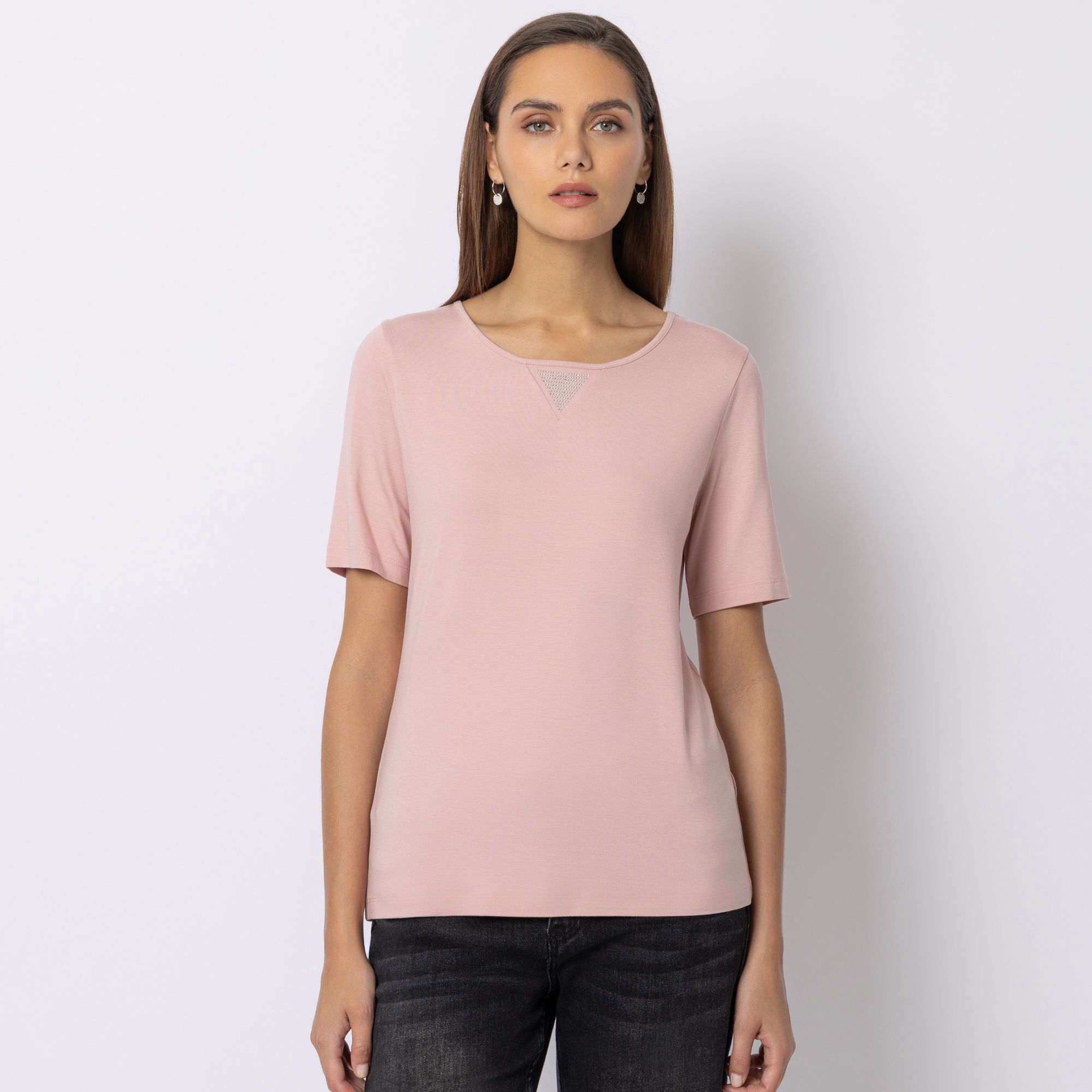 STEFFEN SCHRAUT Shirt 1/2-Arm Rundhalsauschnutt Strass-Detail figurumspielend