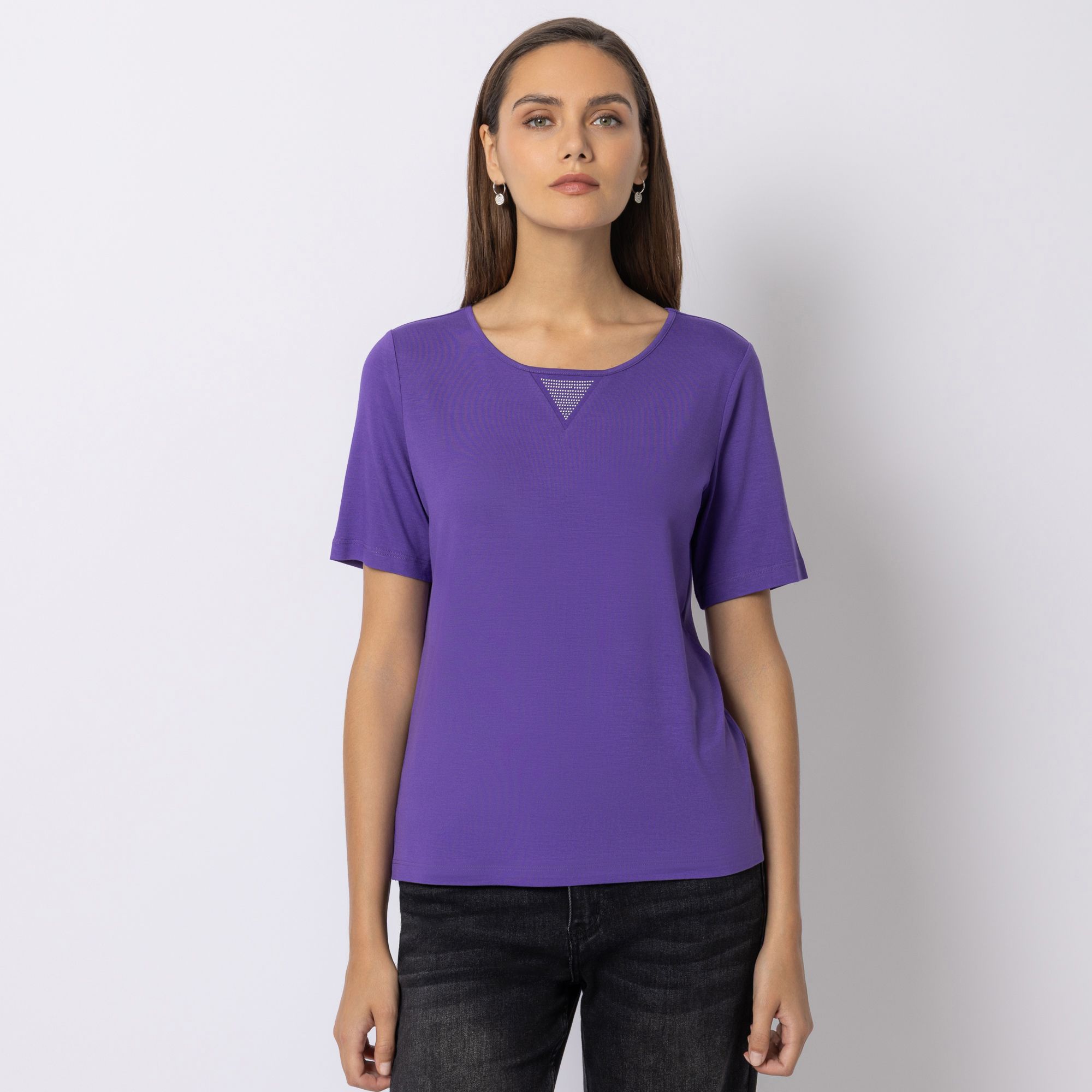 STEFFEN SCHRAUT Shirt 1/2-Arm Rundhalsauschnutt Strass-Detail figurumspielend