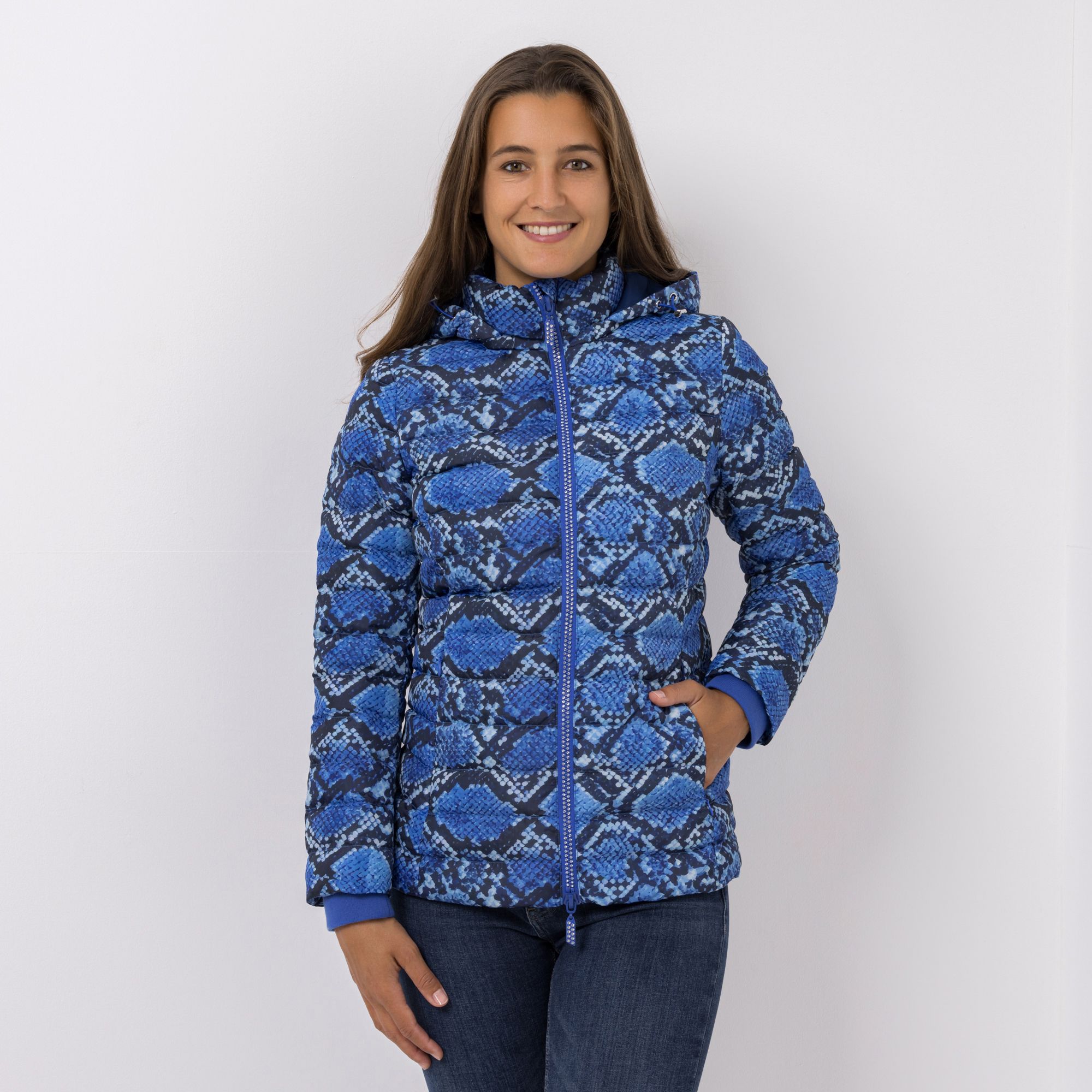 DINE 'N' DANCE Steppjacke 2-Wege-Reißverschluss Allover-Druck figurumspielend