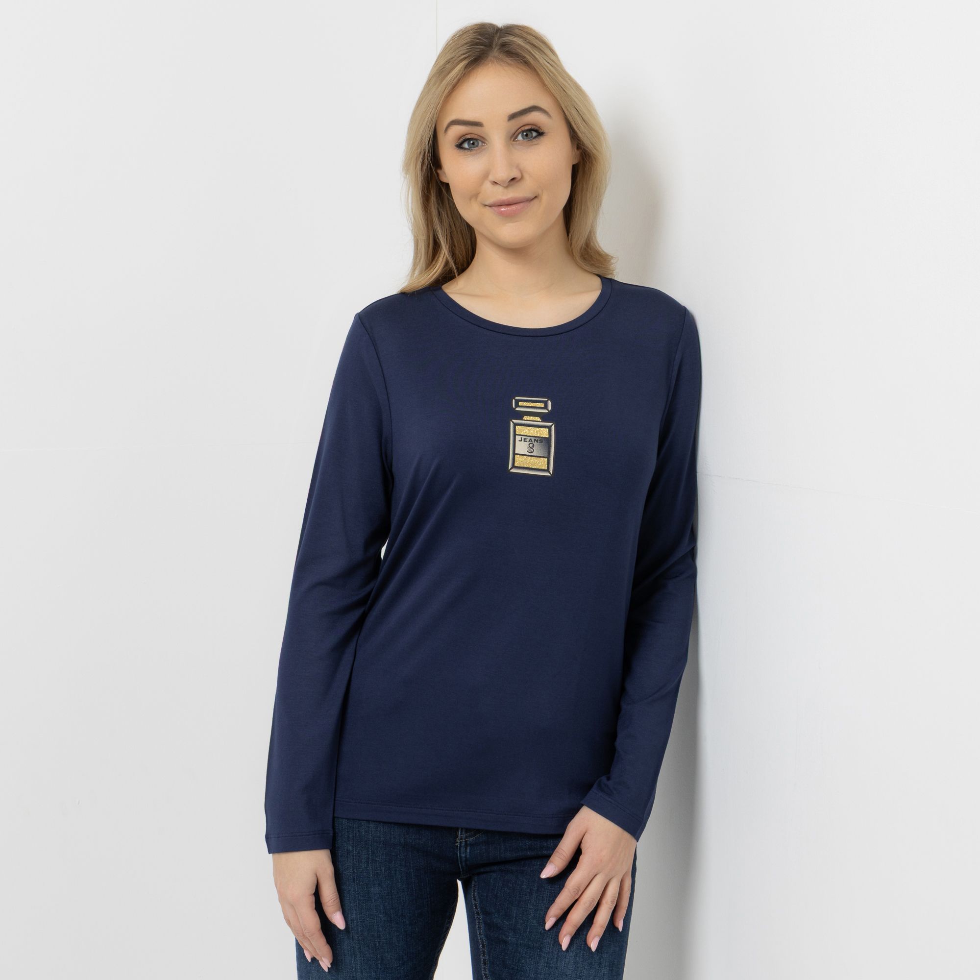 STRANDFEIN Shirt, 1/1-Arm Rundhalsausschnitt Flacon-Druck figurumspielend