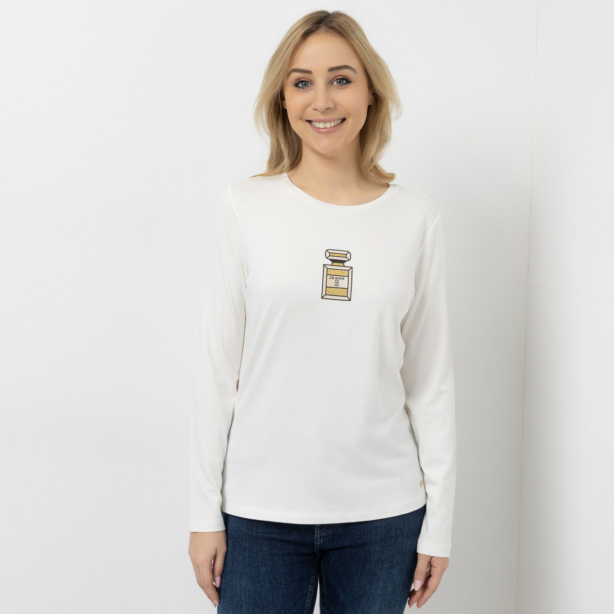 STRANDFEIN Shirt, 1/1-Arm Rundhalsausschnitt Flacon-Druck figurumspielend