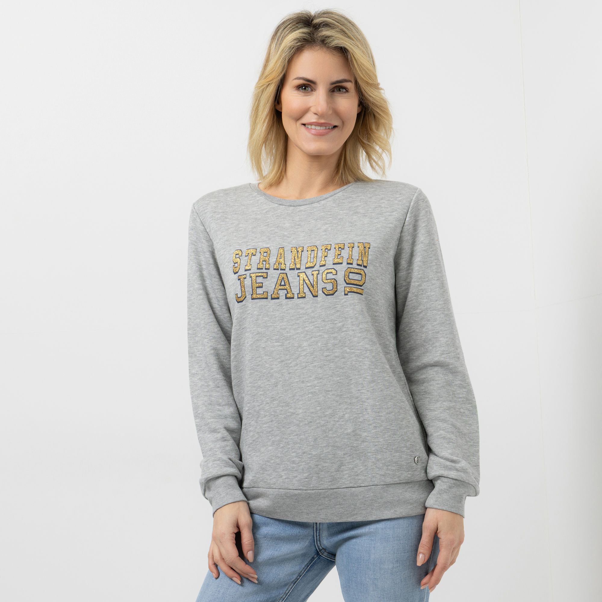 STRANDFEIN Sweatshirt Rundhalsausschnitt Druck vorne leger weit