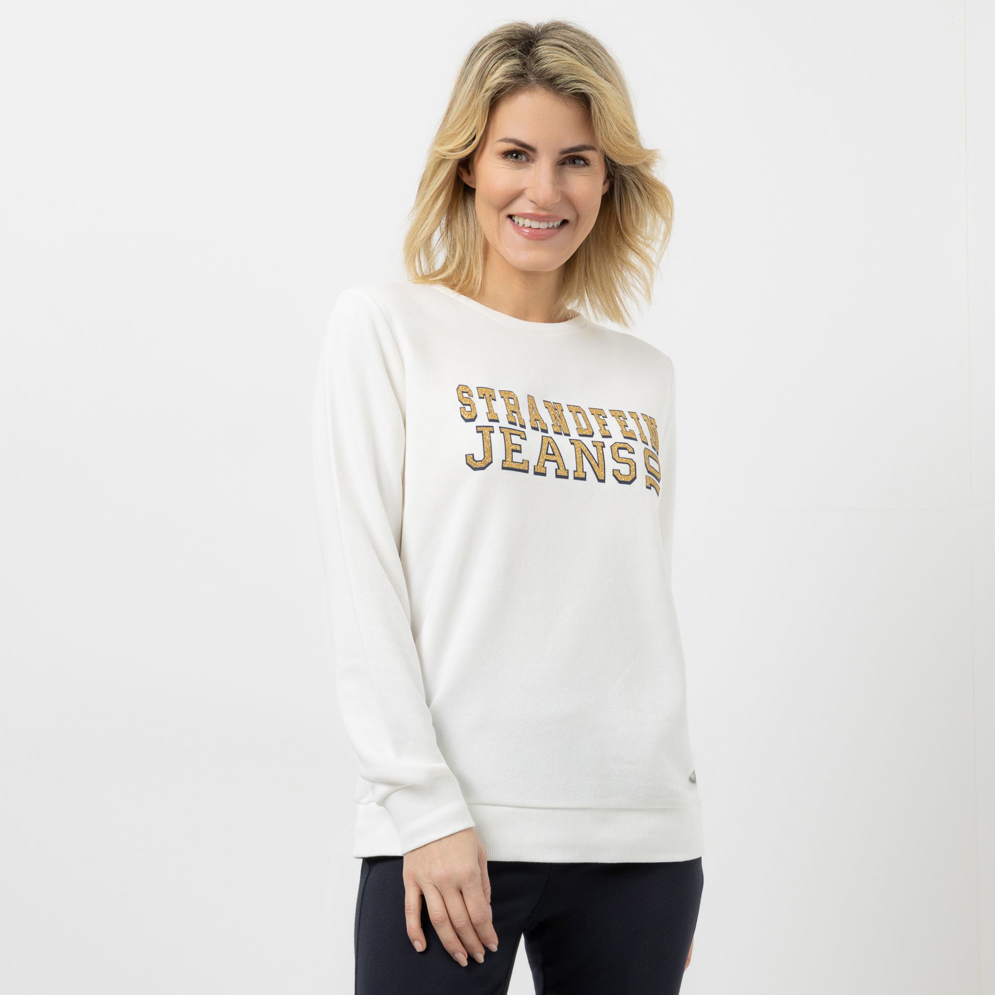 STRANDFEIN Sweatshirt Rundhalsausschnitt Druck vorne leger weit
