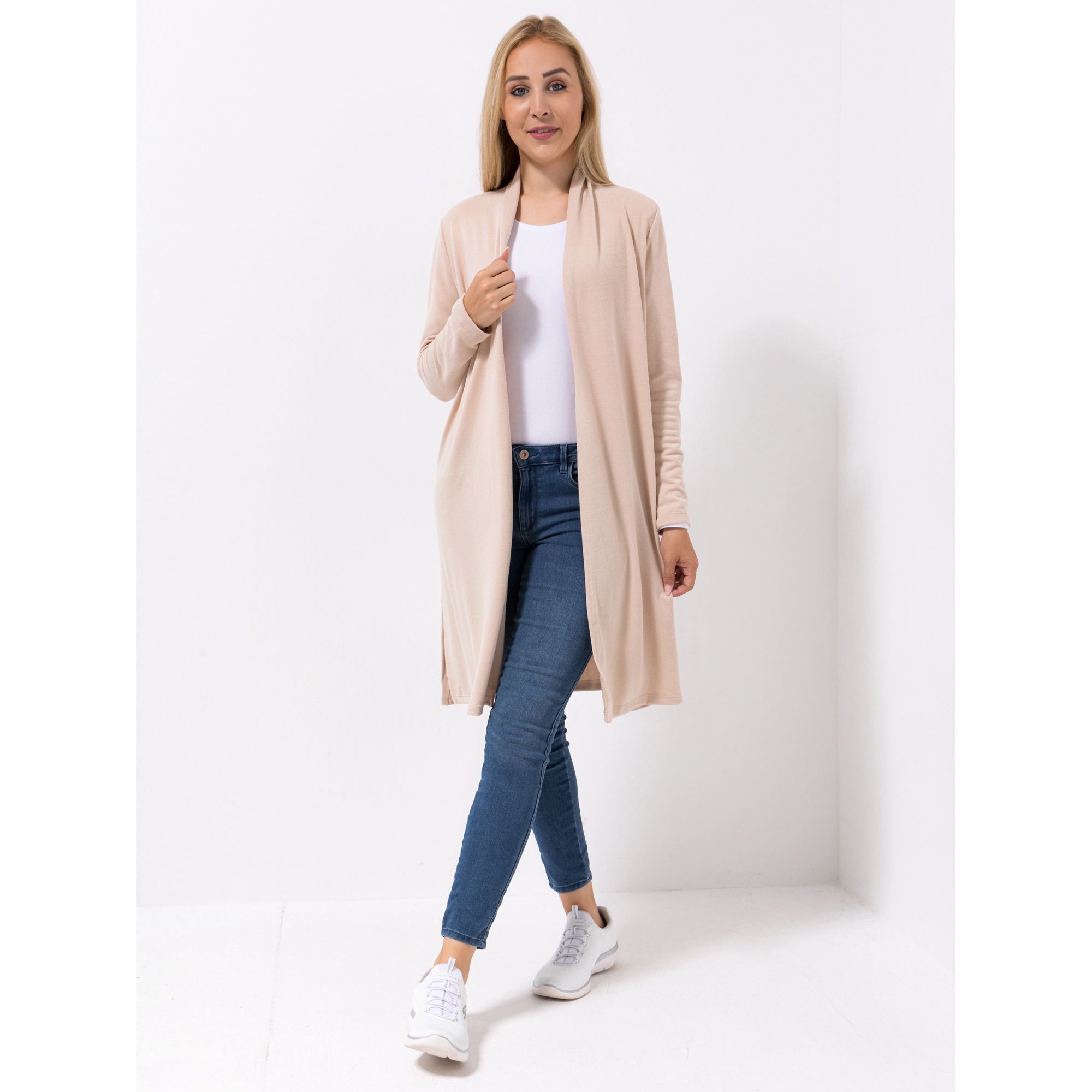 KIM & CO. Cardigan, Langarm Soft Touch Jersey offene Front figurumspielend